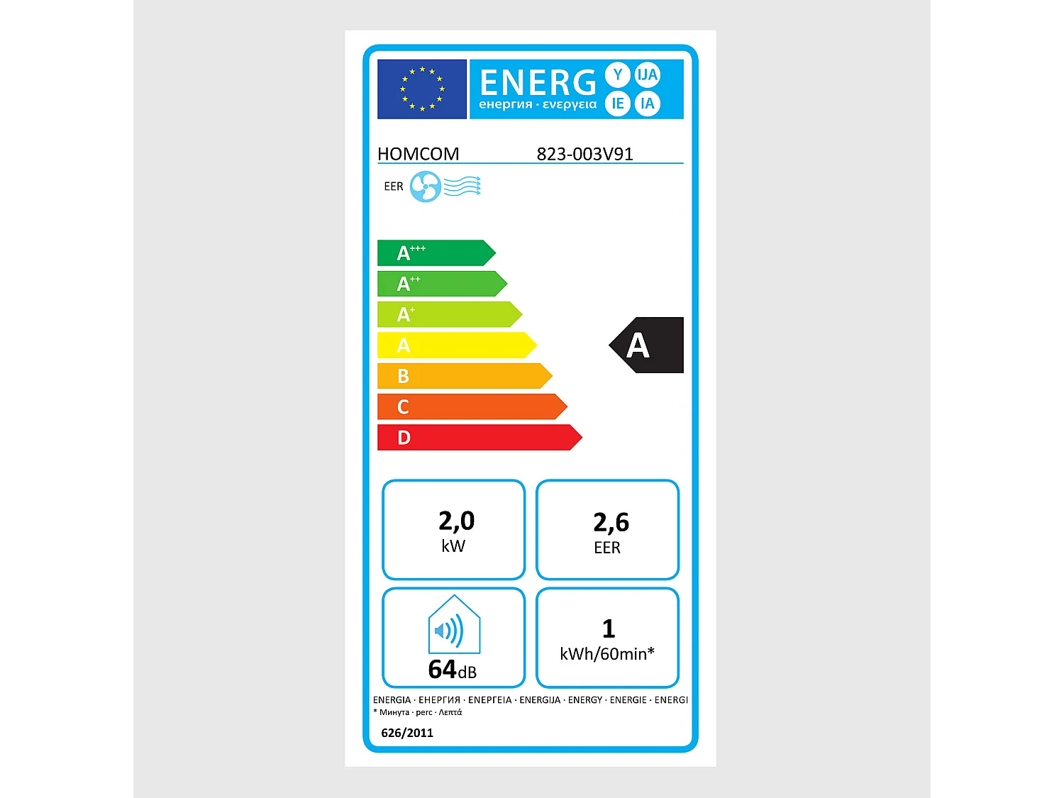 Climatiseur mobile 3-en-1 avec minuterie 24 h et 2 vitesses - Blanc