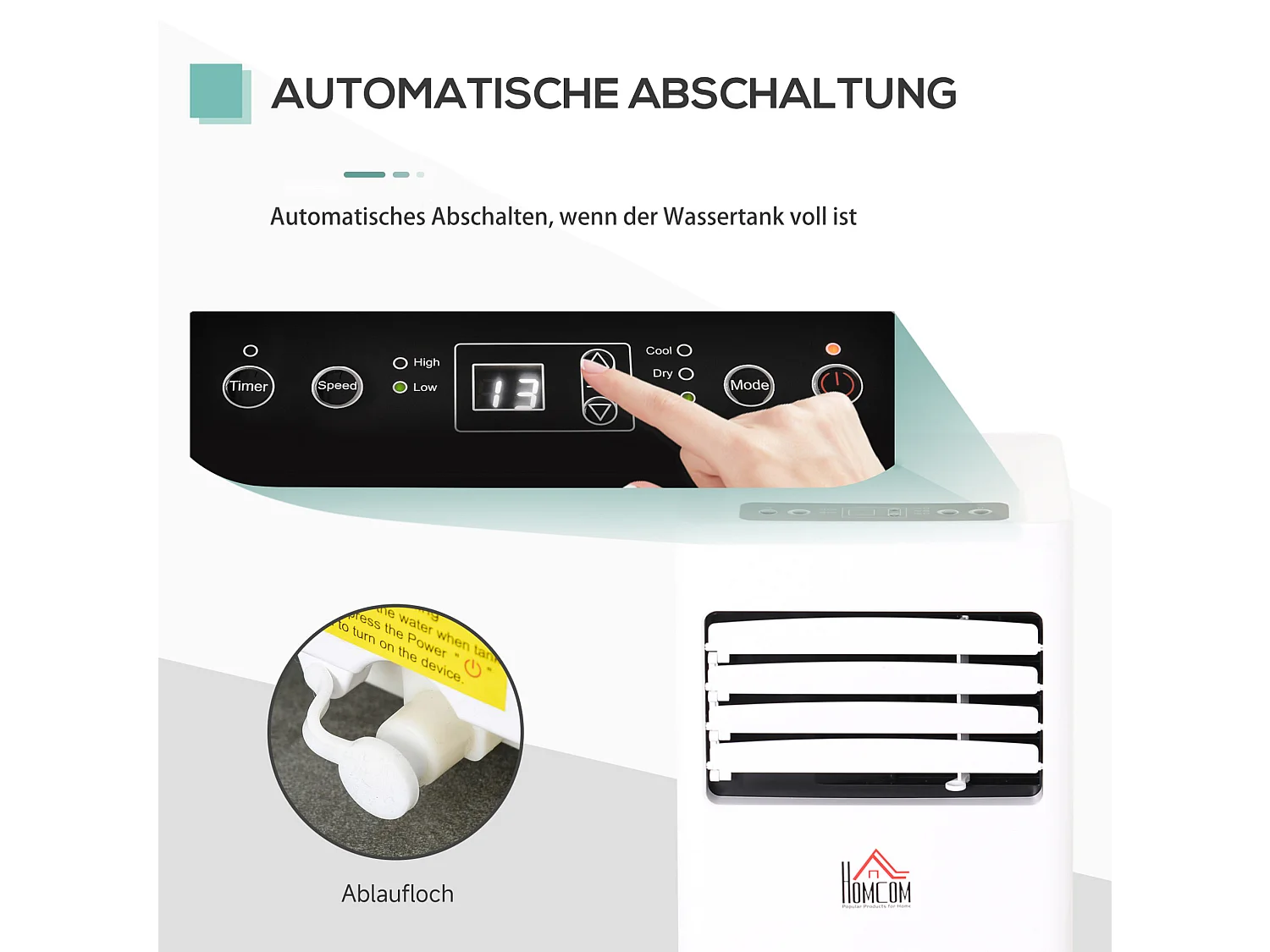 Climatiseur mobile 3-en-1 avec minuterie 24 h et 2 vitesses - Blanc