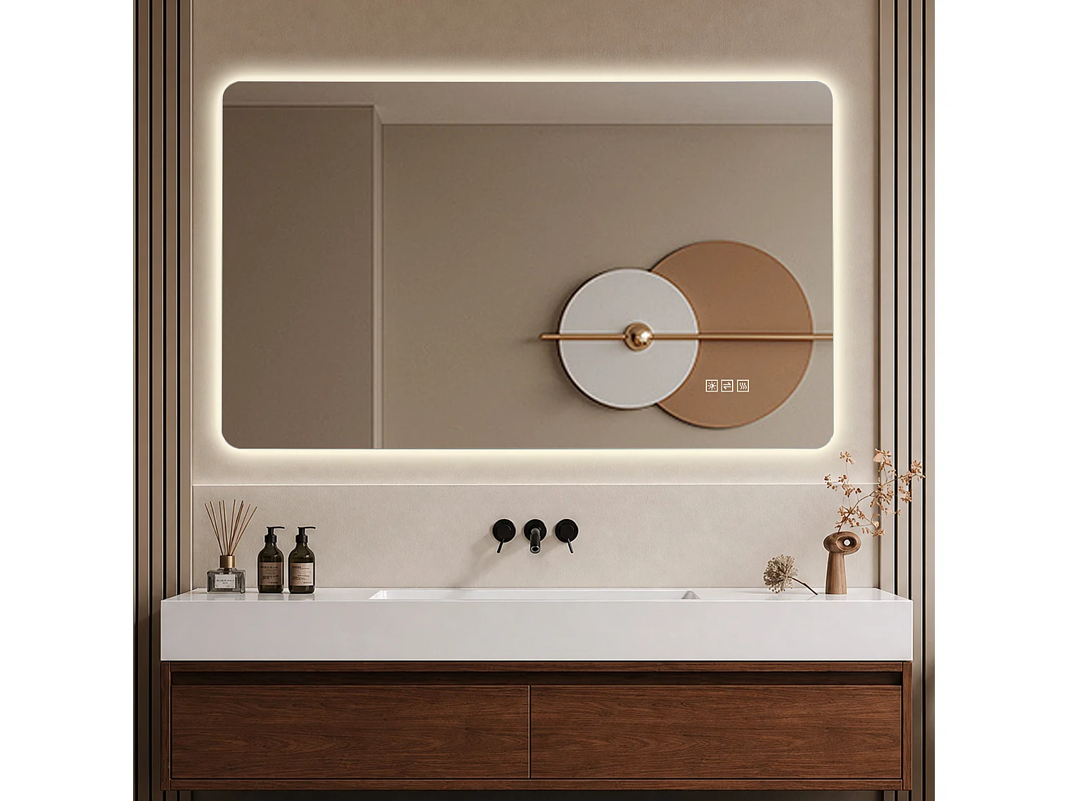 Miroir de salle de bain LED 60 x 120 cm avec antibuée et 3 couleurs de lumière