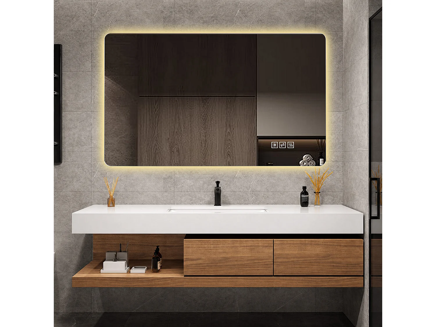 Miroir de salle de bain LED 60 x 120 cm avec antibuée et 3 couleurs de lumière
