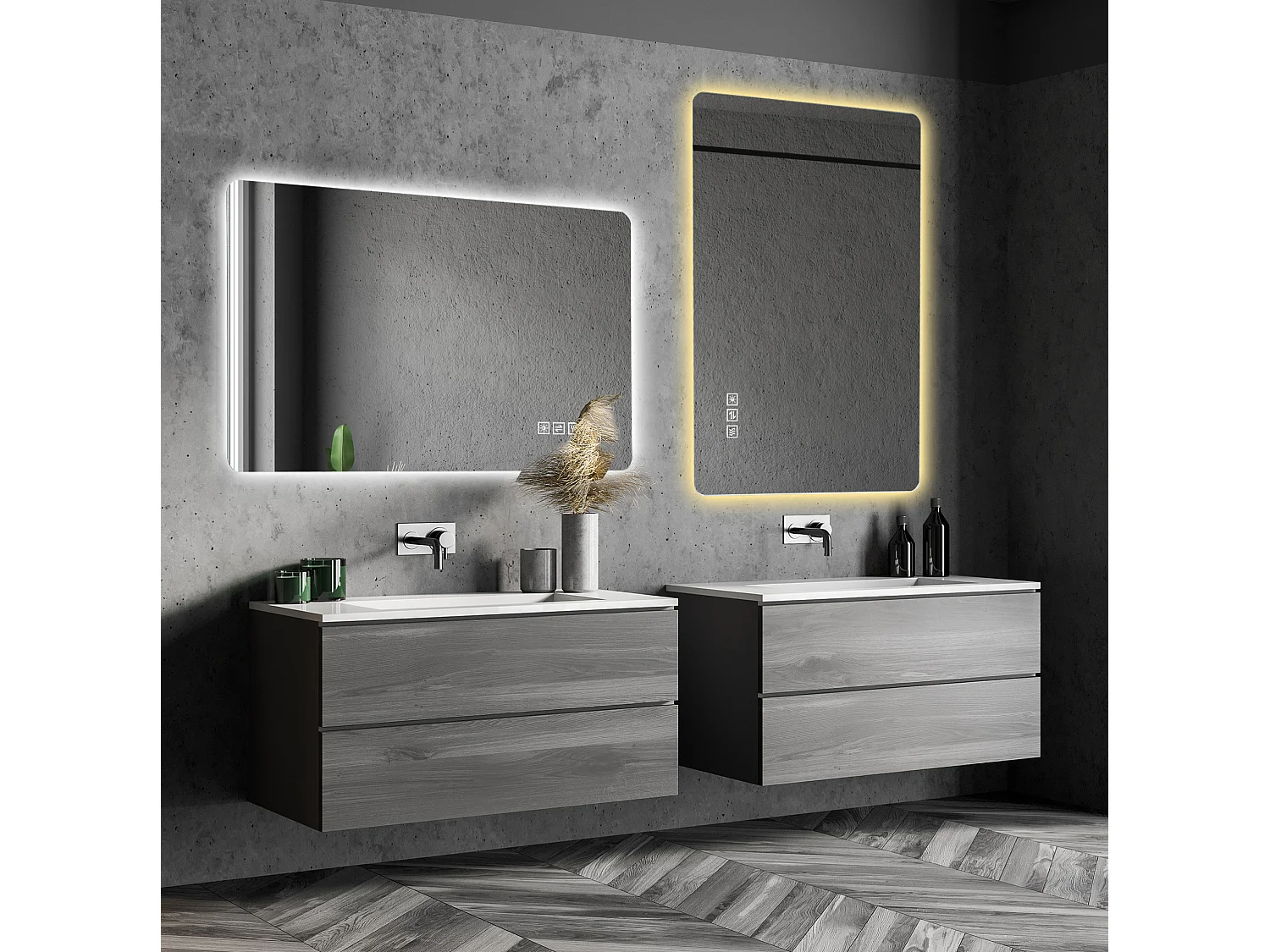 Miroir de salle de bain LED 60 x 120 cm avec antibuée et 3 couleurs de lumière