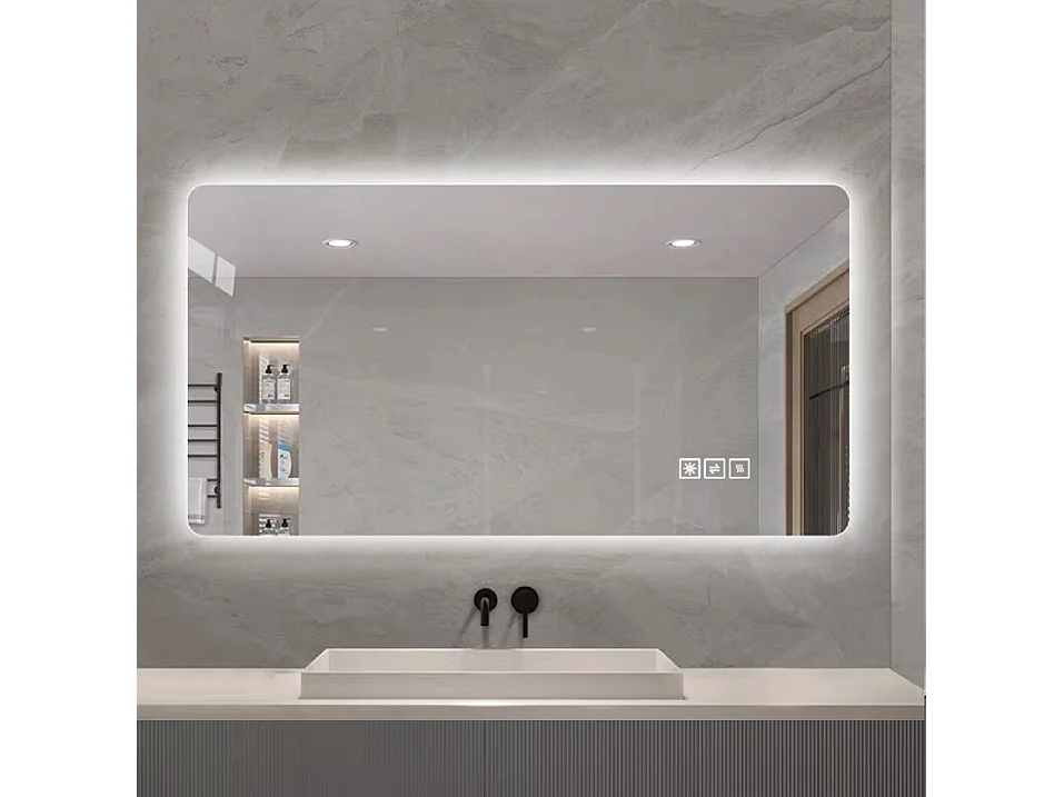 Miroir de salle de bain LED 60 x 120 cm avec antibuée et 3 couleurs de lumière