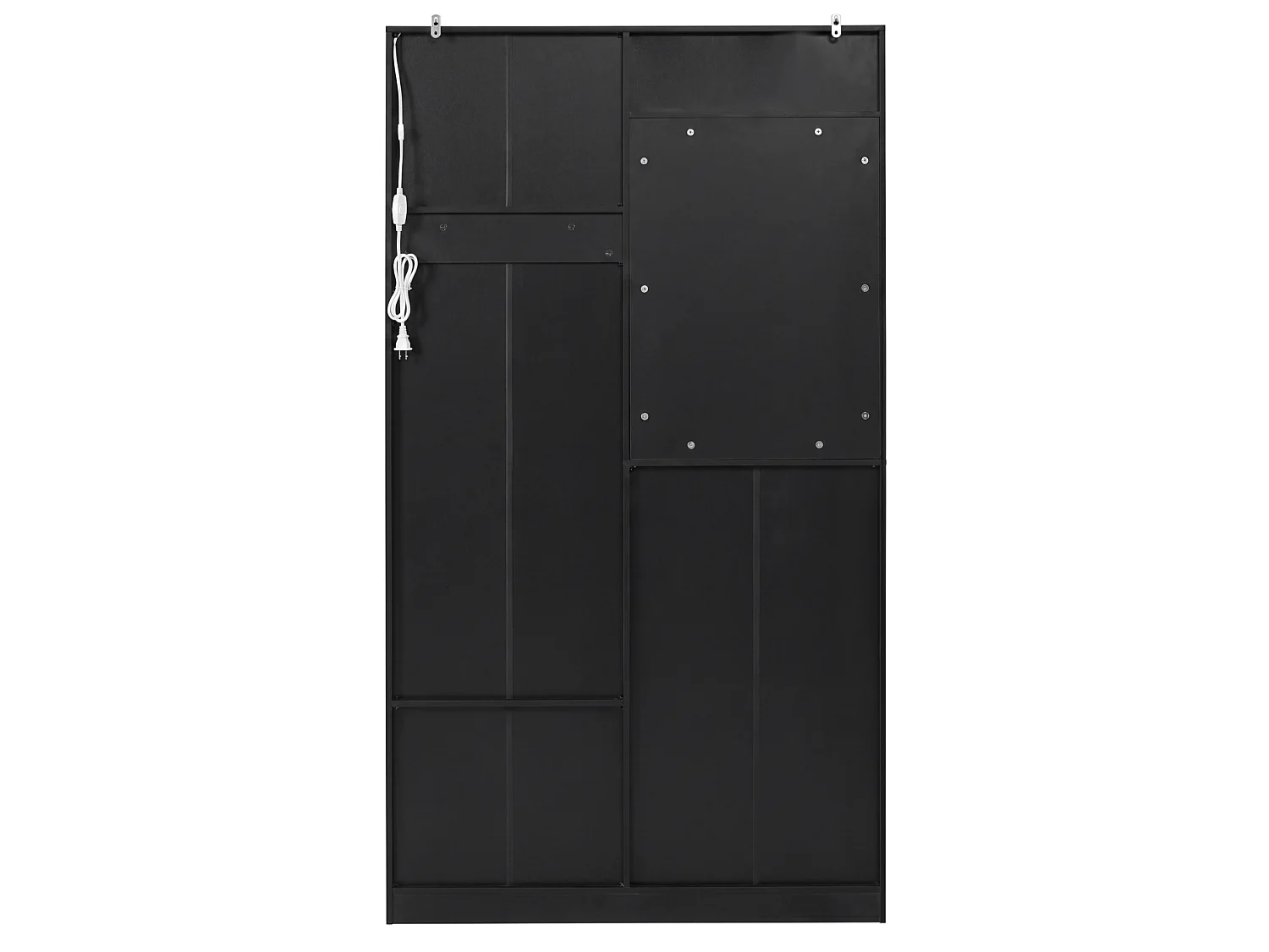 Kledingkast met spiegel, 2 lades en bankje, LED-verlichting - Zwart 100 x 35 x 180 cm