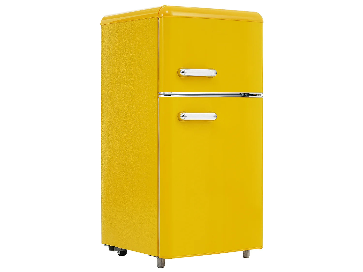 Frigorifero in stile retrò da 72 litri con 2 porte e illuminazione a LED - Congelatore da 21 litri - Giallo