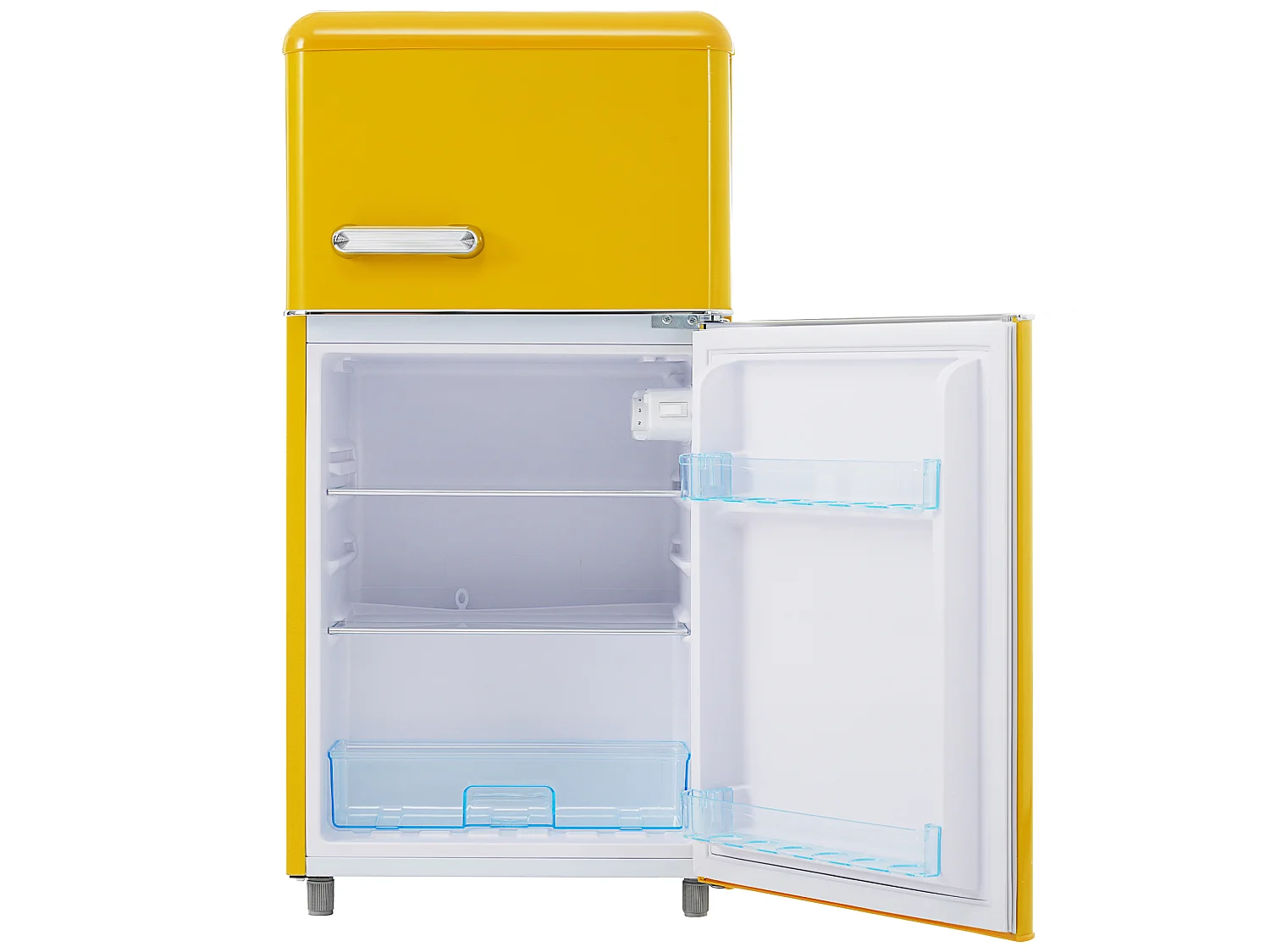 Frigorifero in stile retrò da 72 litri con 2 porte e illuminazione a LED - Congelatore da 21 litri - Giallo