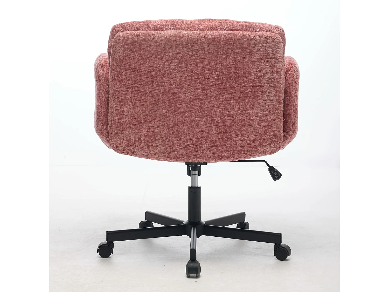 Chaise de bureau pivotante en chenille avec réglable en hauteur et accoudoirs convertibles - Rose