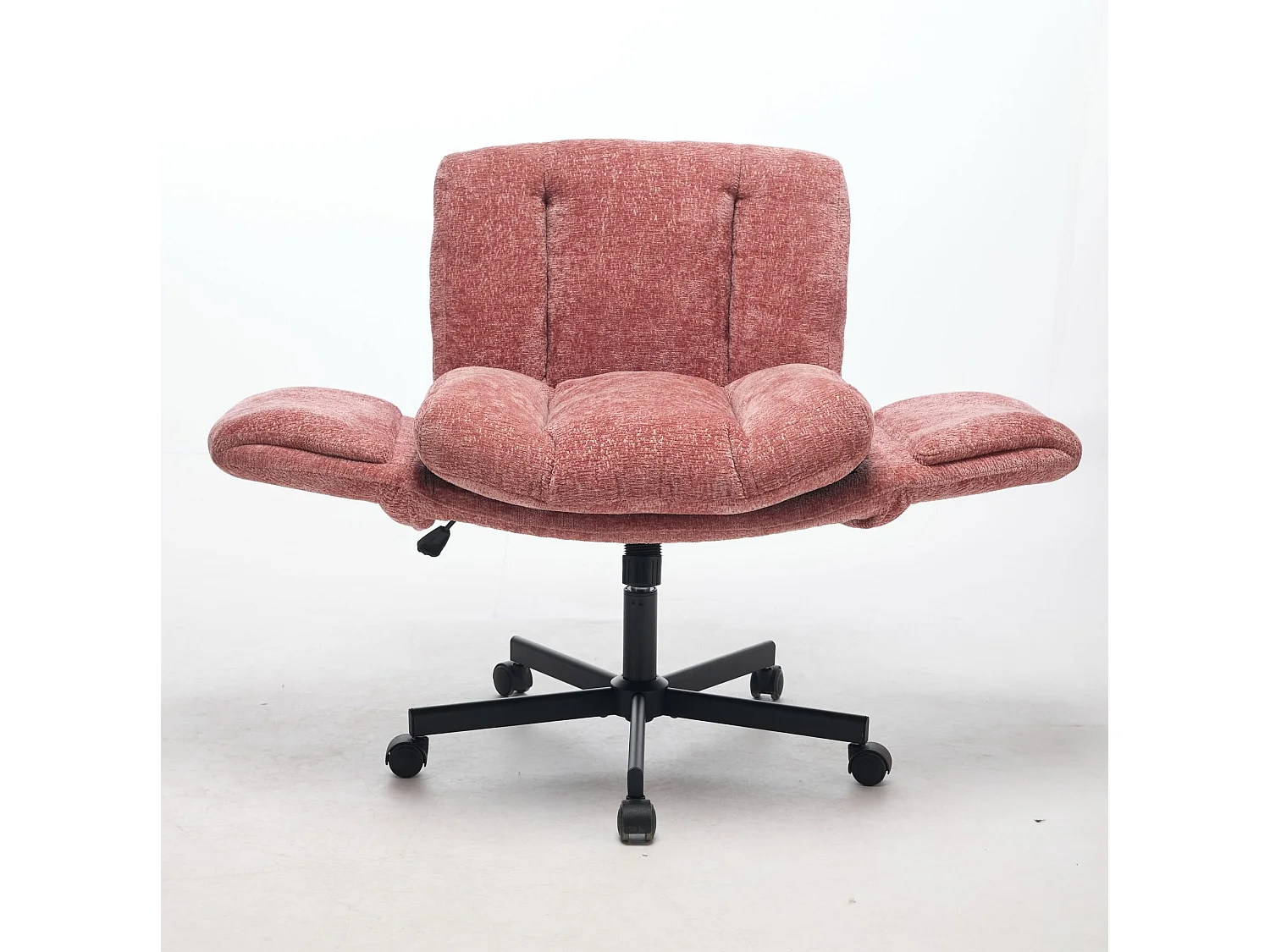 Chaise de bureau pivotante en chenille avec réglable en hauteur et accoudoirs convertibles - Rose
