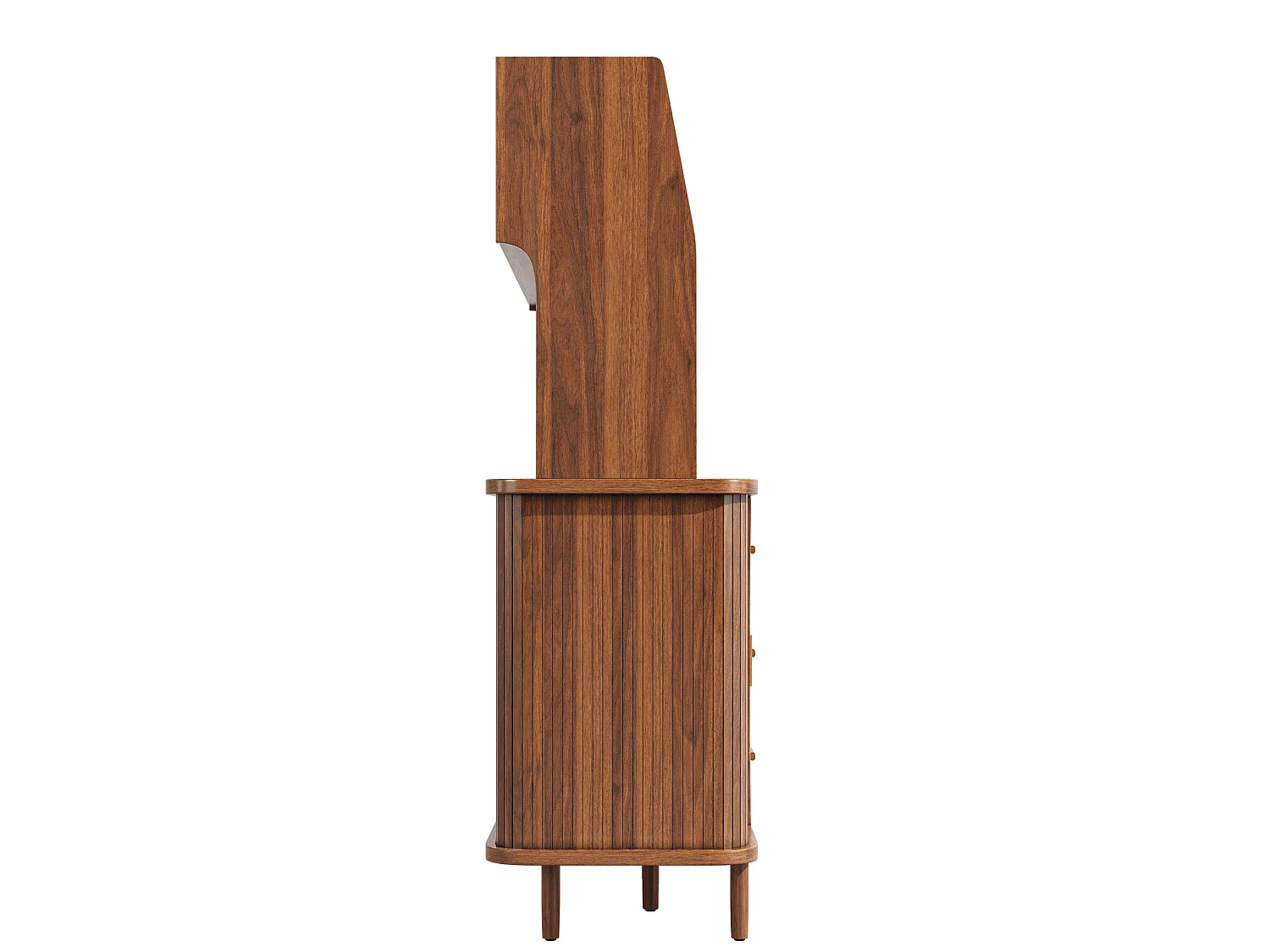 Buffet de cuisine avec portes coulissantes et 3 tiroirs en aspec rotin - Marron
