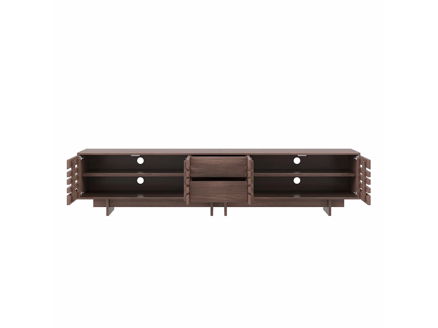 Mobile porta TV marrone 200 x 39,5 x 55 cm con 4 ante e 2 cassetti – Per TV da 80 pollici