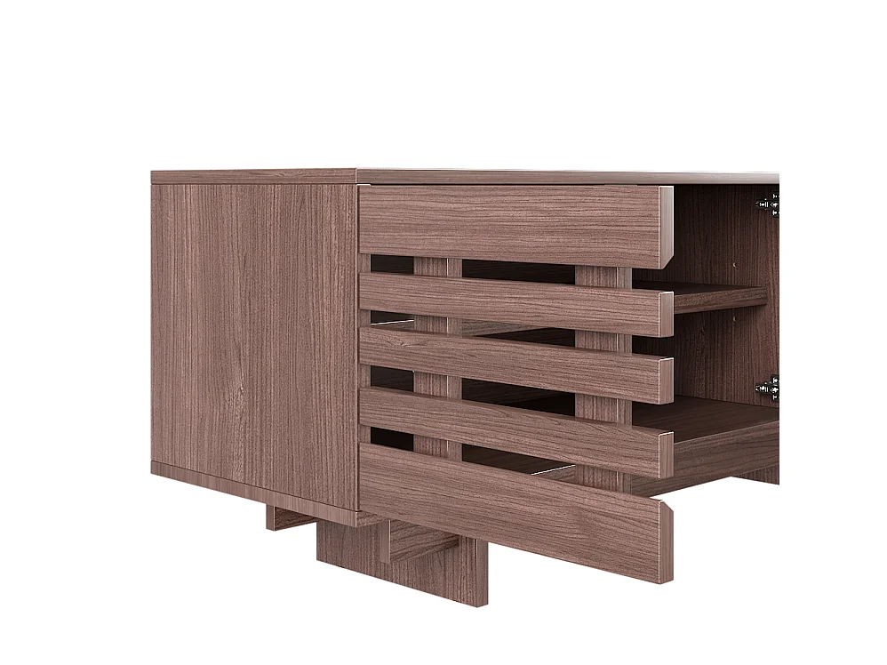 Mobile porta TV marrone 200 x 39,5 x 55 cm con 4 ante e 2 cassetti – Per TV da 80 pollici