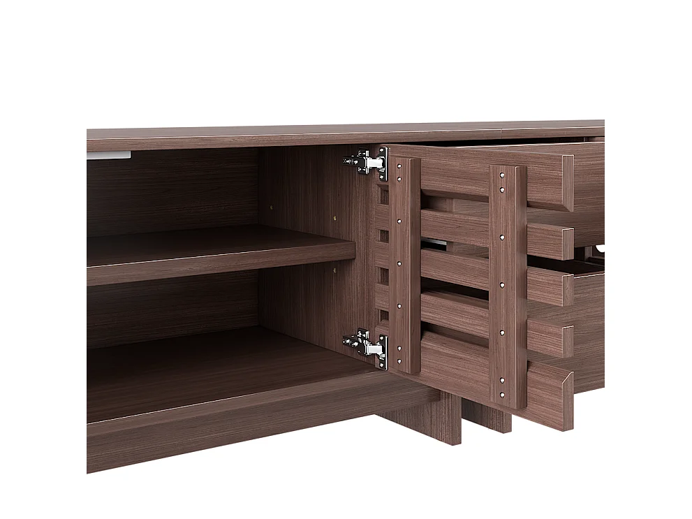 Mobile porta TV marrone 200 x 39,5 x 55 cm con 4 ante e 2 cassetti – Per TV da 80 pollici