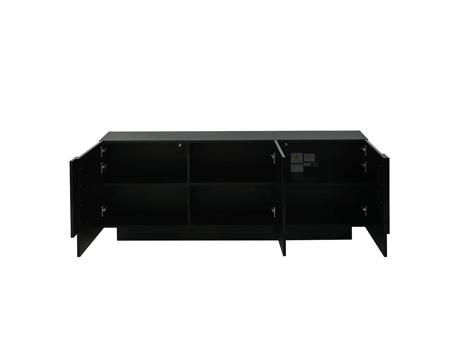 Buffet de salon 160 x 35 x 60 cm à 3 portes - Noir finition brillante