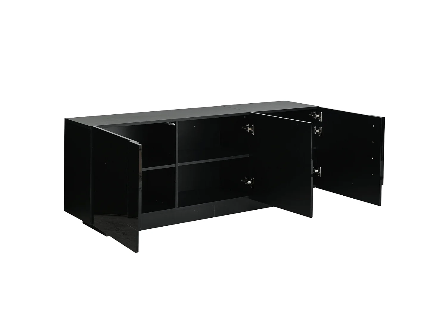 Buffet de salon 160 x 35 x 60 cm à 3 portes - Noir finition brillante