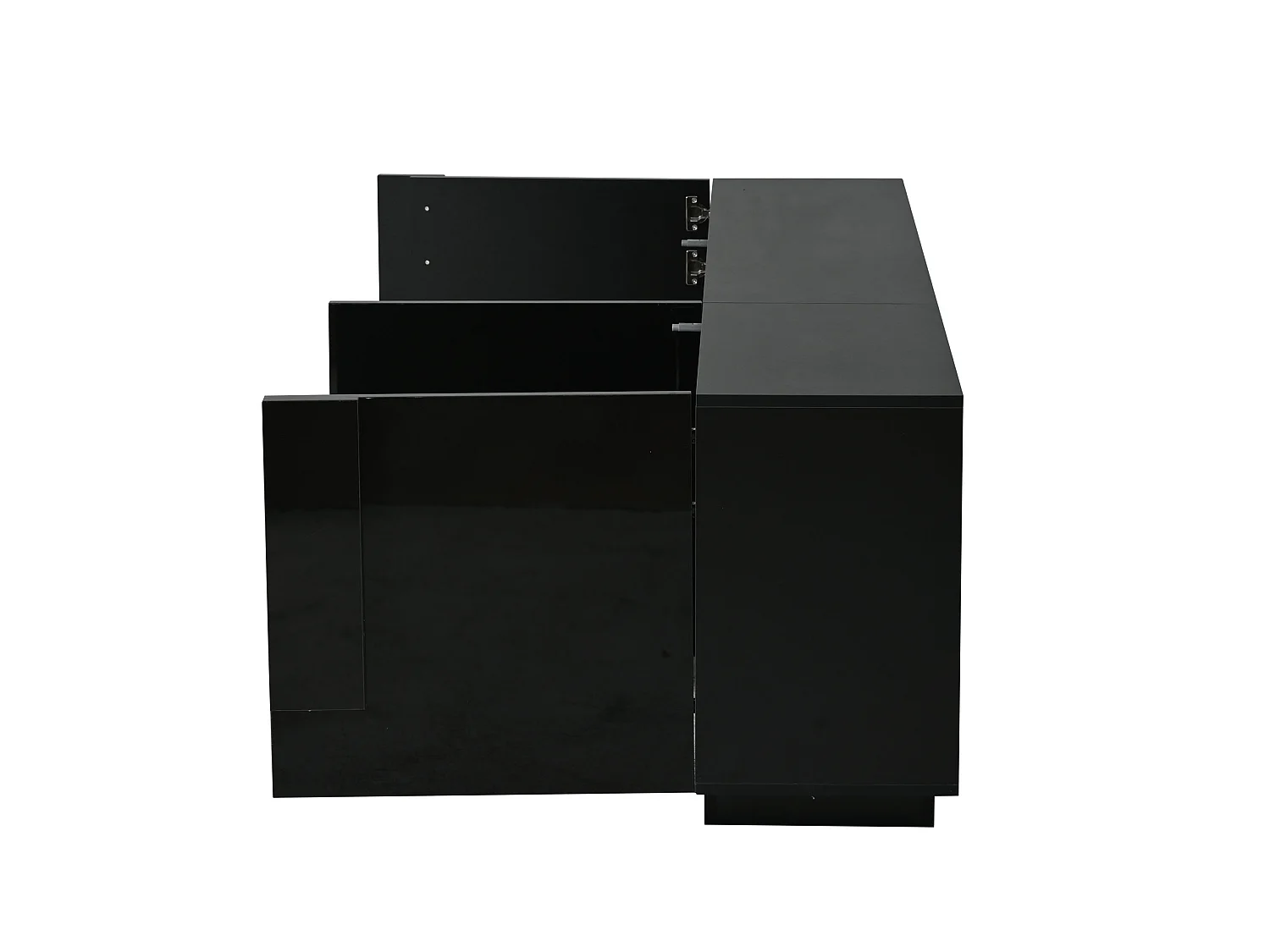 Buffet de salon 160 x 35 x 60 cm à 3 portes - Noir finition brillante