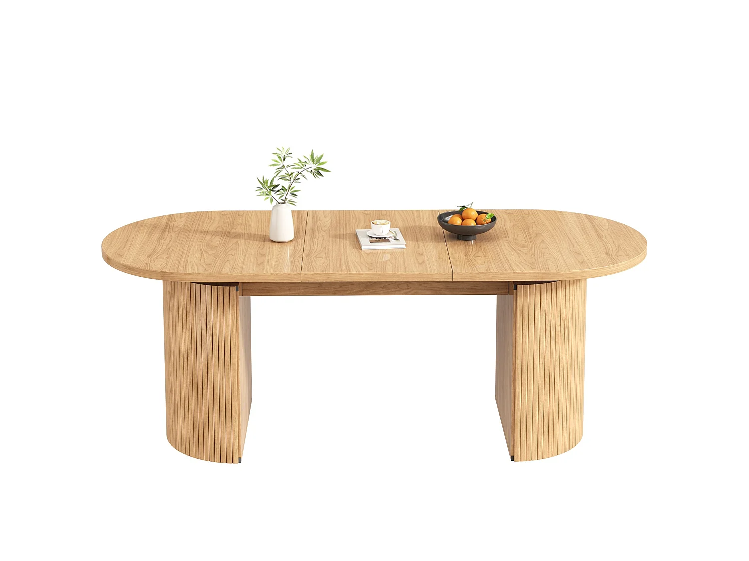 Table à manger extensible 80x120-160 cm avec rangement caché - Marron clair