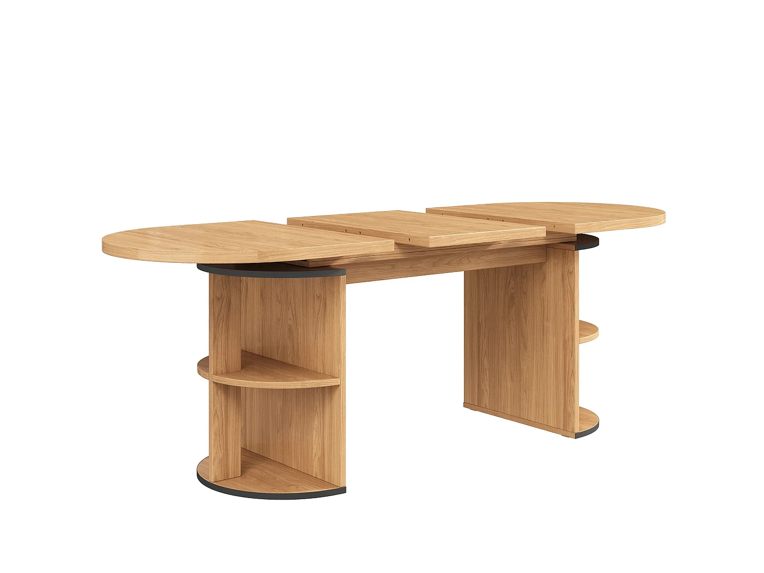 Table à manger extensible 80x120-160 cm avec rangement caché - Marron clair