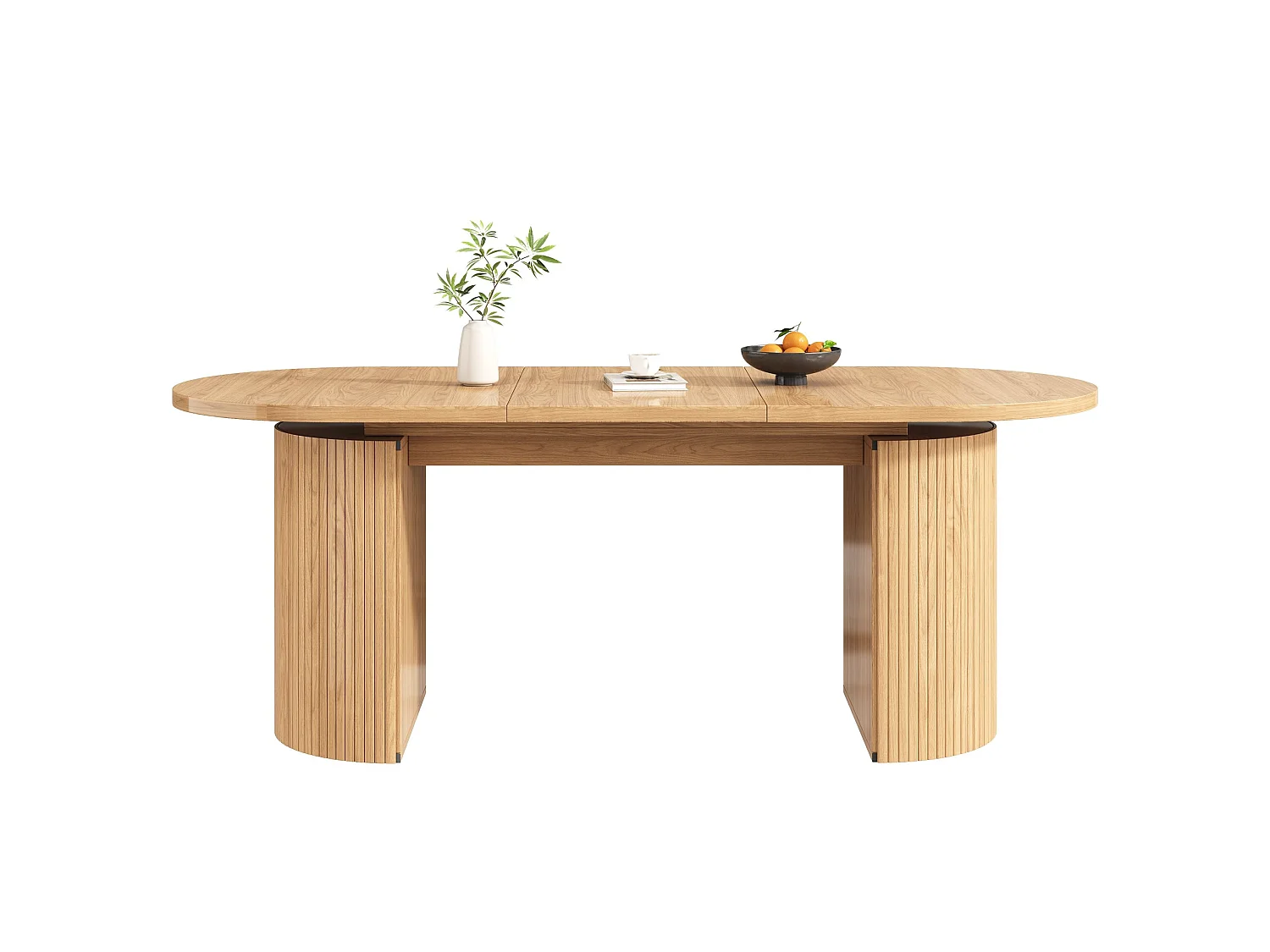 Table à manger extensible 80x120-160 cm avec rangement caché - Marron clair