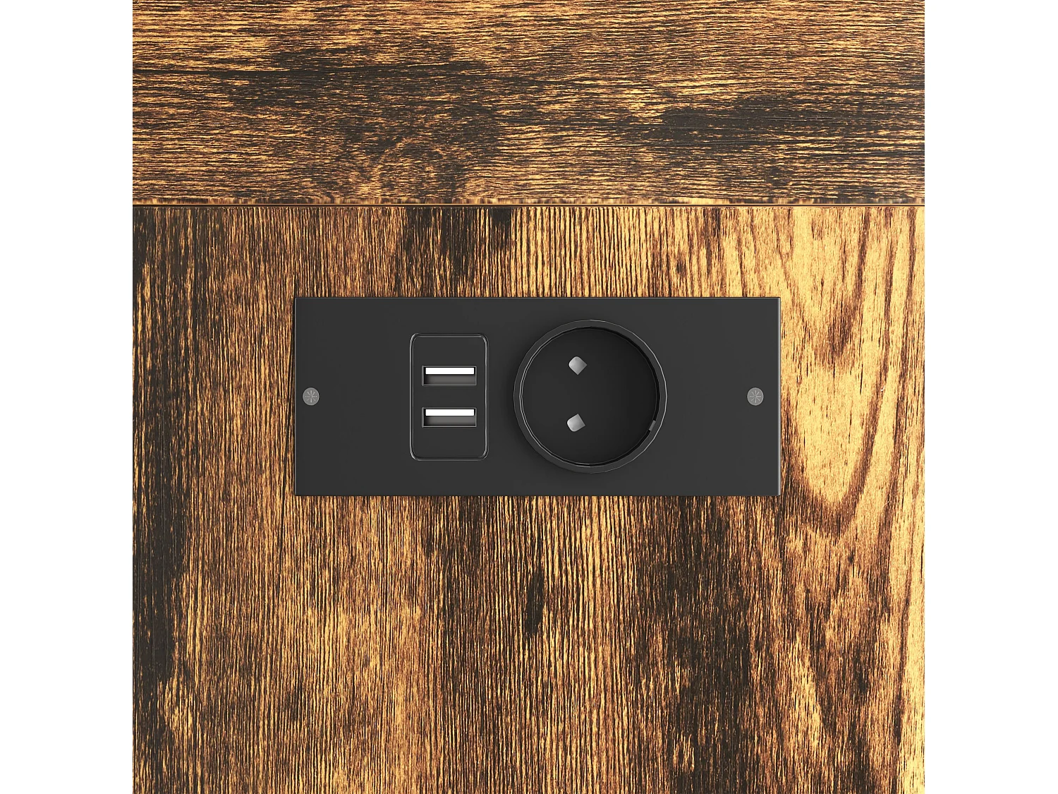 Letto a soppalco in metallo nero 140 x 200 cm con scrivania, illuminazione a LED, porte USB e vano contenitore.