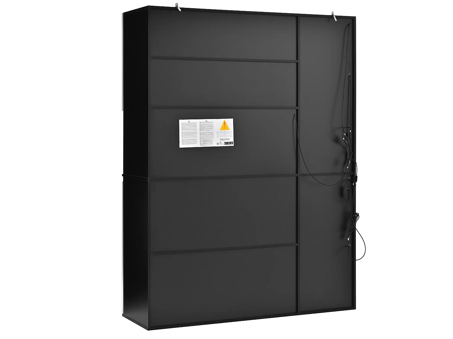 Armoire haute avec LED et grand rangement - Vitrine noir et blanc - Verre + MDF