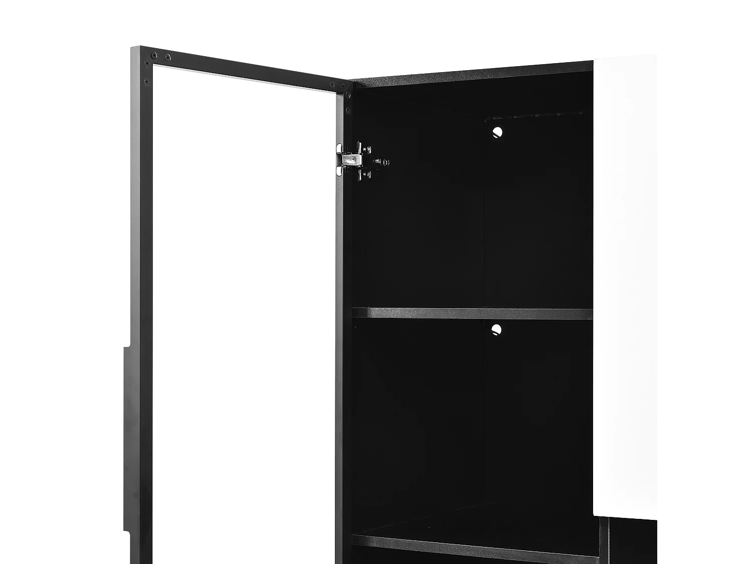 Armoire haute avec LED et grand rangement - Vitrine noir et blanc - Verre + MDF