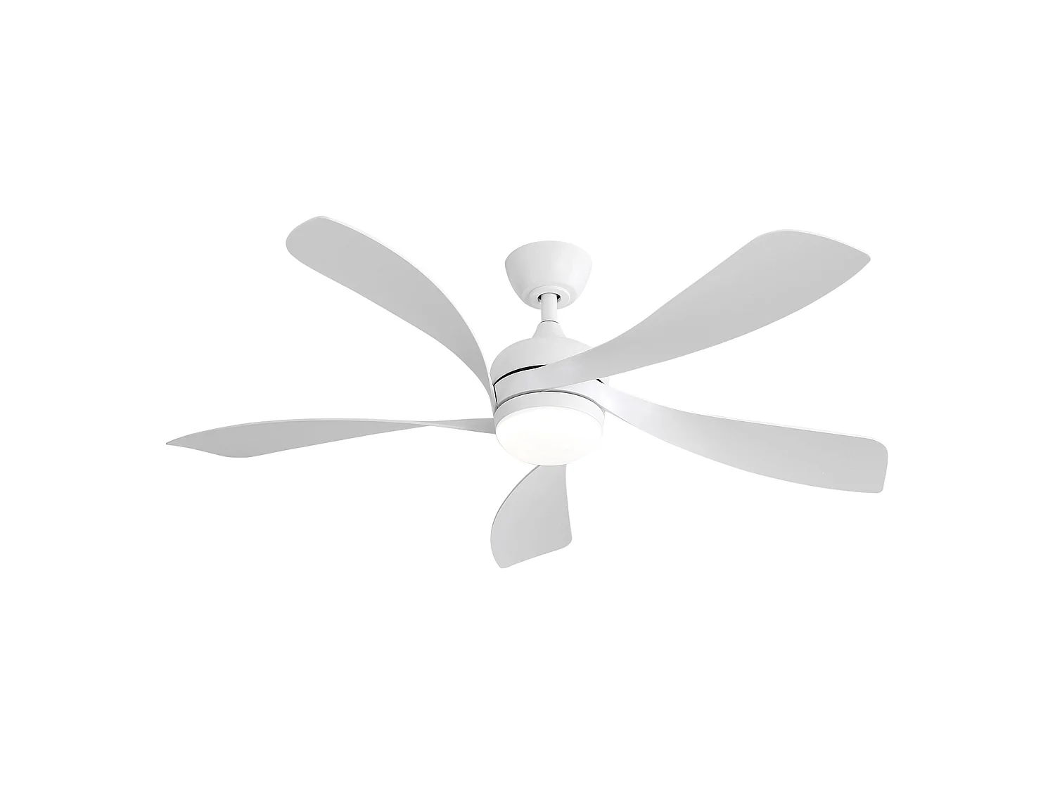 Ventilateur de plafond de 132 cm avec éclairage et 6 vitesses - Pour salon et chambre, blanc