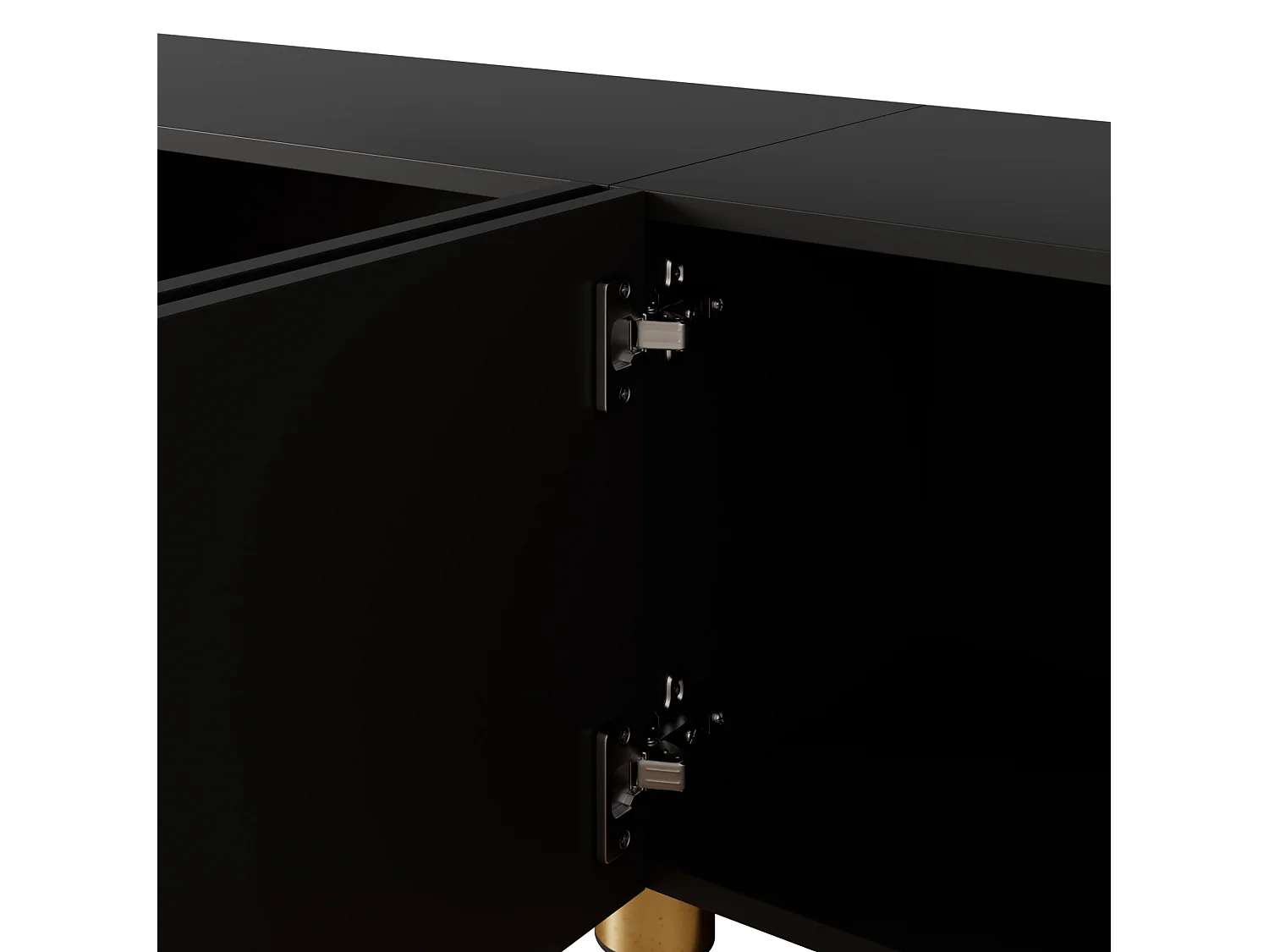 Mobile porta TV basso con modanature curve nere - 4 ante e gambe in metallo