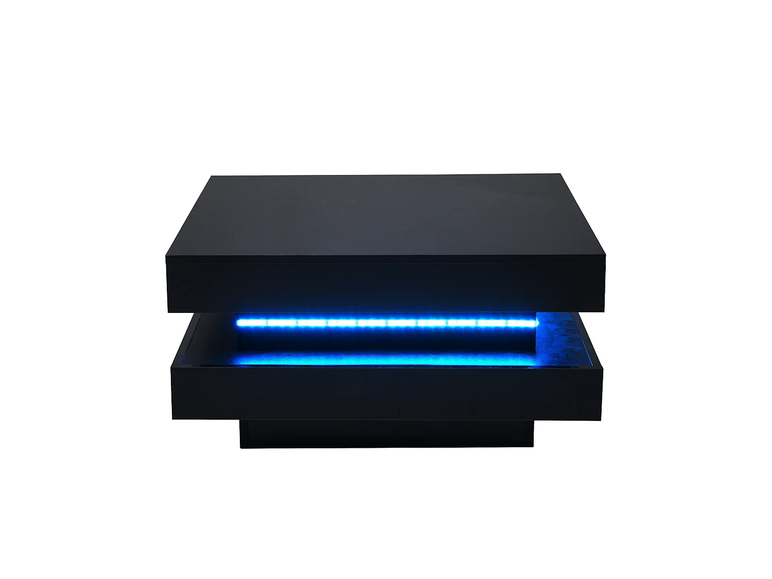 Tavolino quadrato nero con illuminazione a LED a 16 colori, 70 x 70 x 36 cm
