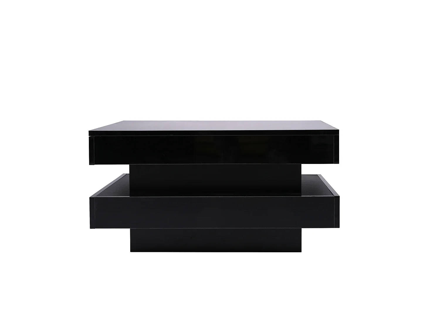 Tavolino quadrato nero con illuminazione a LED a 16 colori, 70 x 70 x 36 cm
