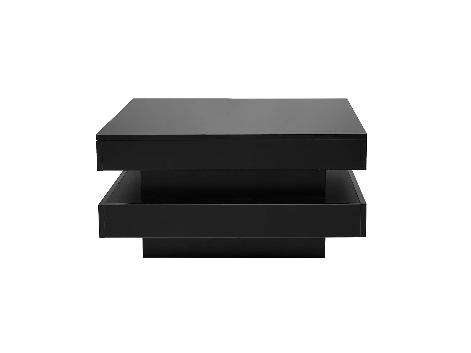 Tavolino quadrato nero con illuminazione a LED a 16 colori, 70 x 70 x 36 cm