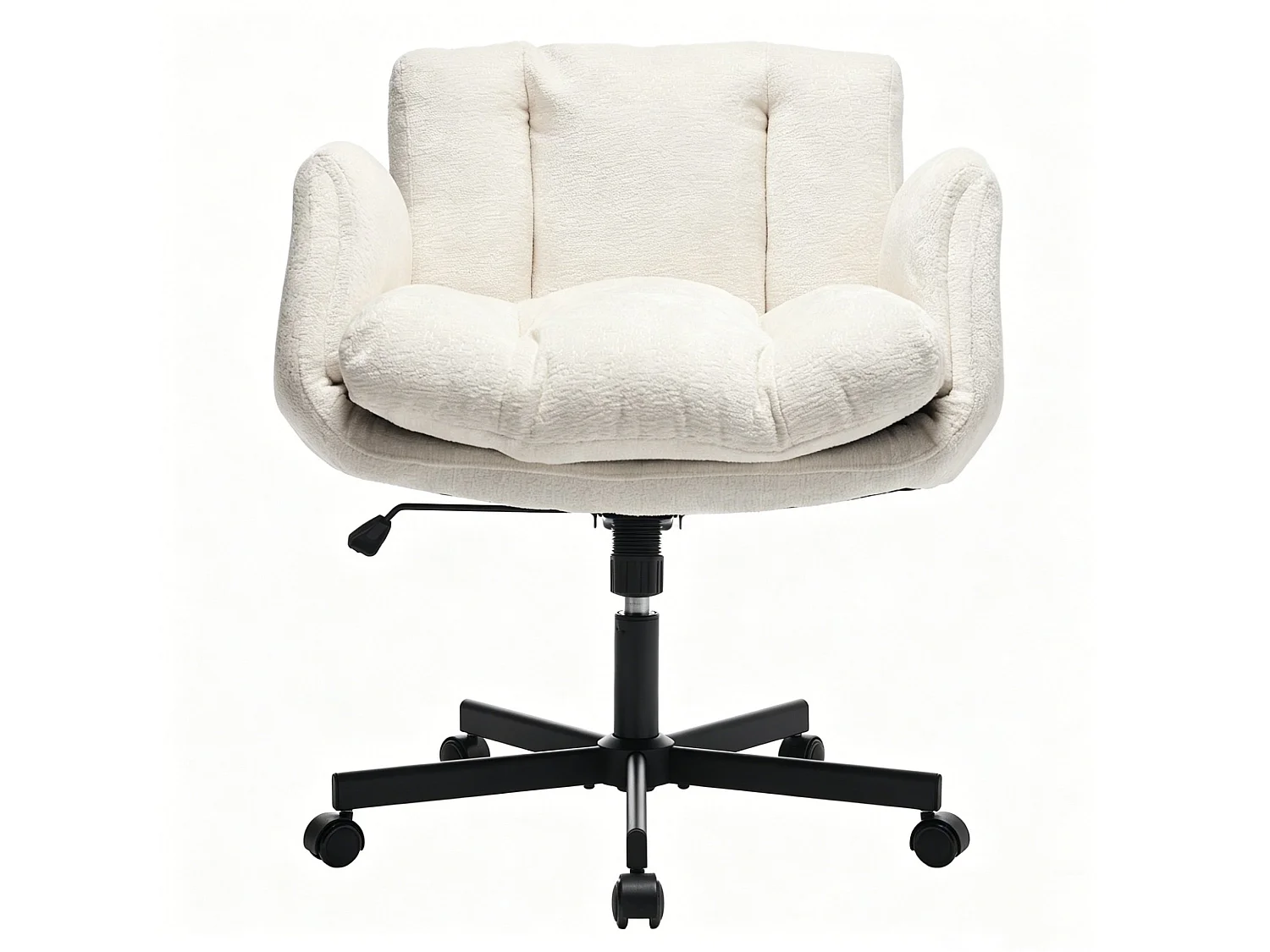 Chaise de bureau pivotante en chenille avec réglable en hauteur et accoudoirs convertibles - Beige
