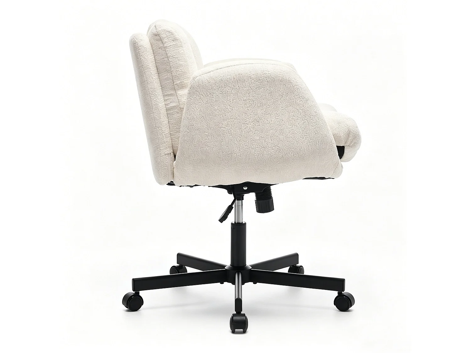 Chaise de bureau pivotante en chenille avec réglable en hauteur et accoudoirs convertibles - Beige