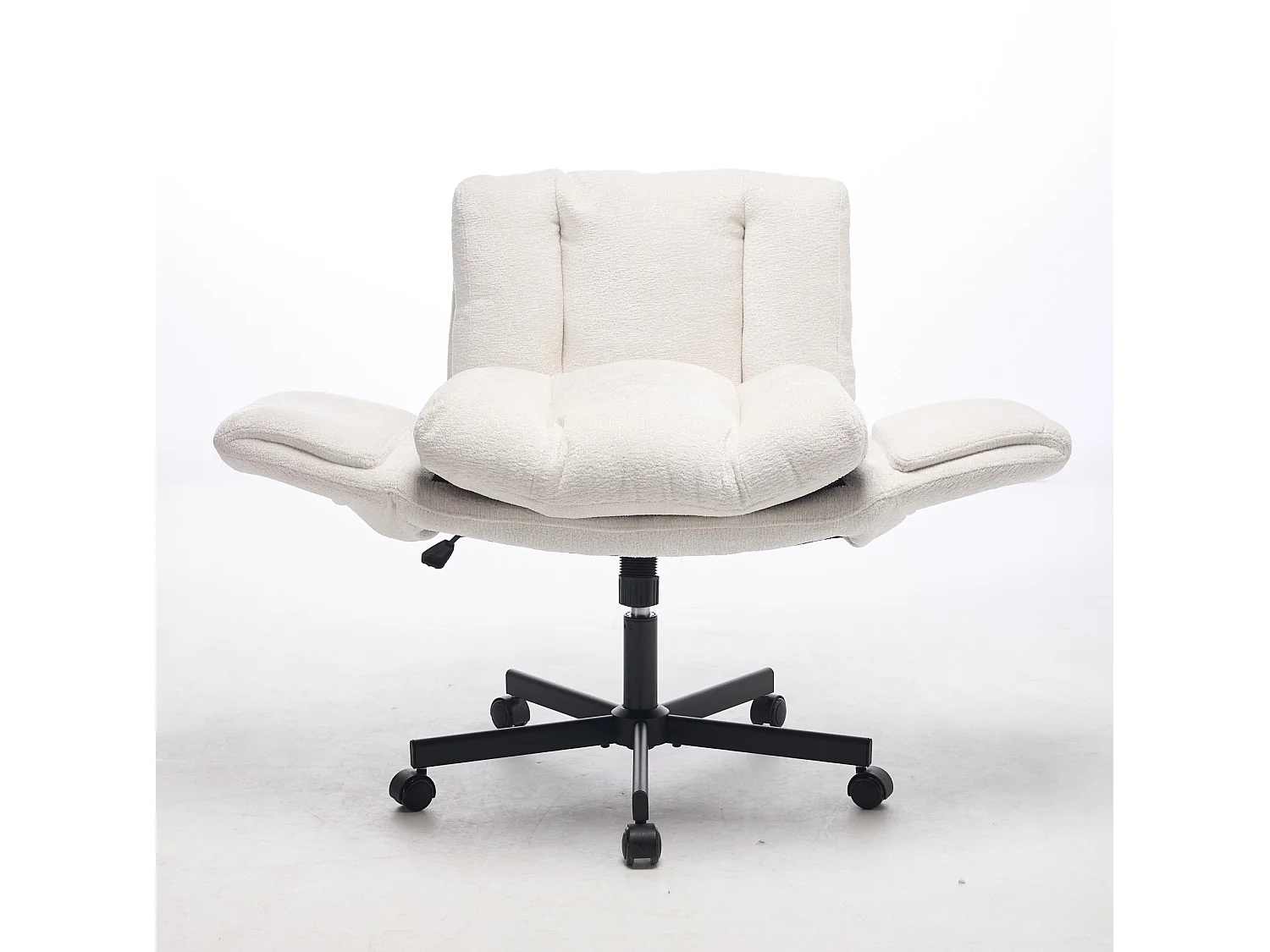 Chaise de bureau pivotante en chenille avec réglable en hauteur et accoudoirs convertibles - Beige