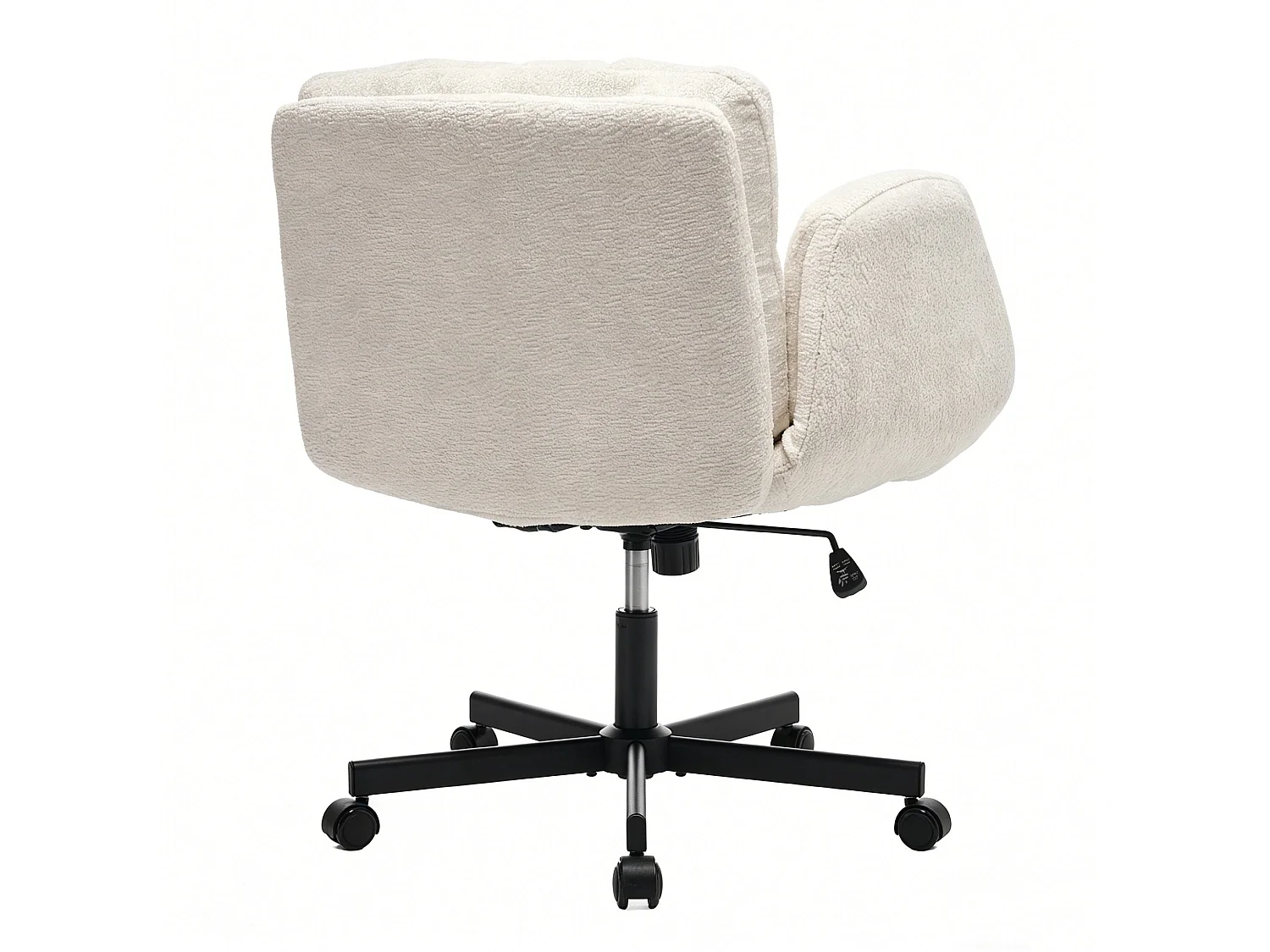 Chaise de bureau pivotante en chenille avec réglable en hauteur et accoudoirs convertibles - Beige