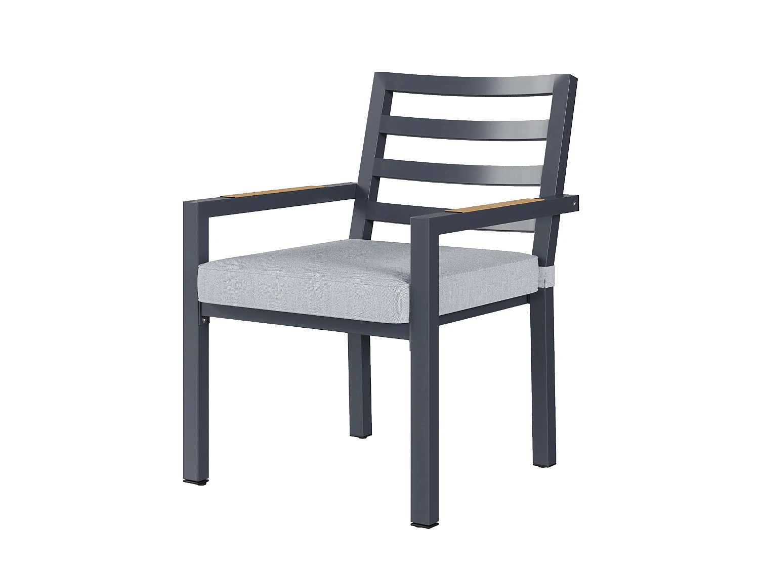 Set da pranzo da giardino con 6 sedie e 1 tavolo (L. 143,5 cm) - Poliestere e acciaio - Grigio
