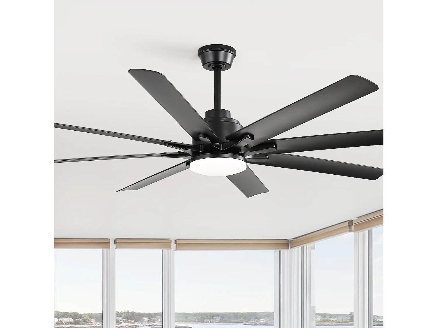 Ventilateur de plafond avec lumière, télécommande et 8 pales en ABS