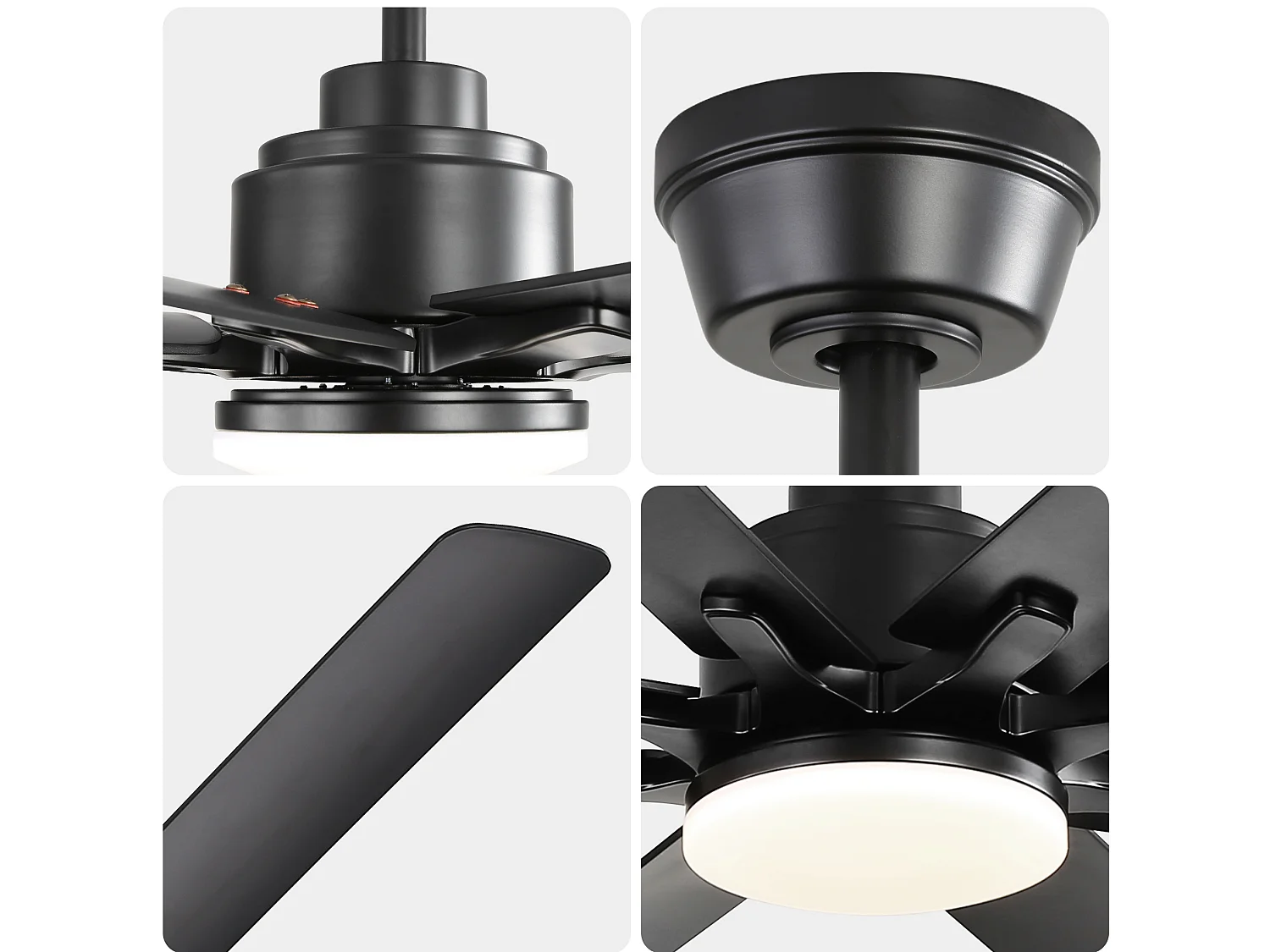 Ventilateur de plafond avec lumière, télécommande et 8 pales en ABS