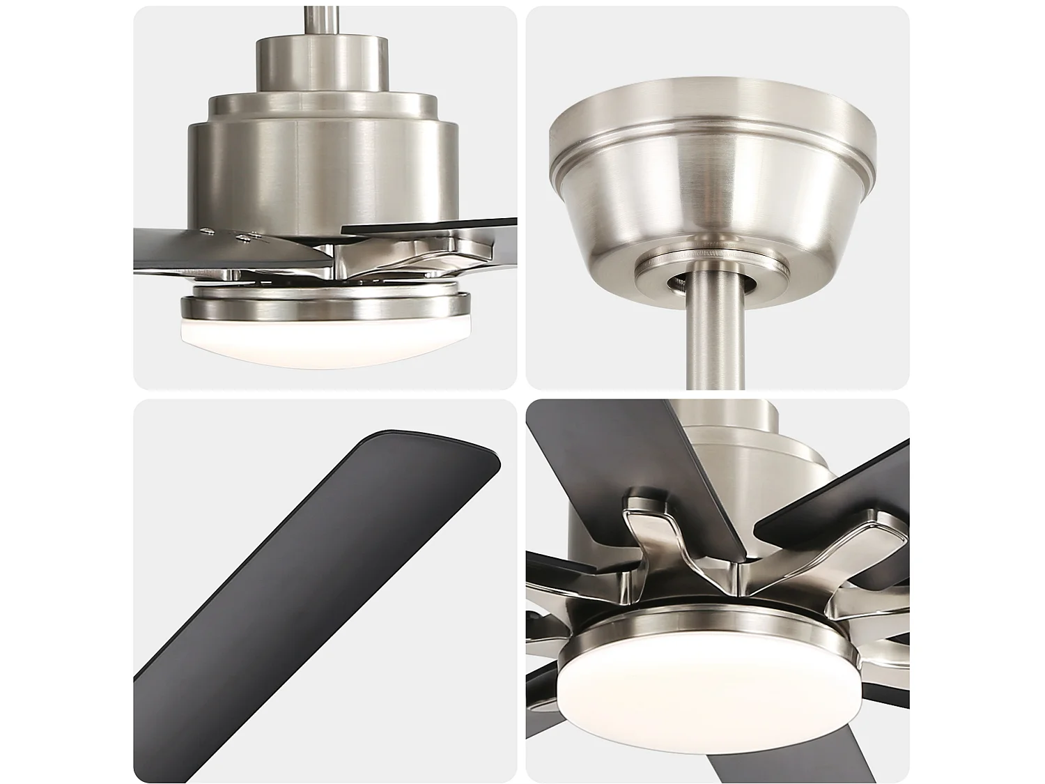 Ventilateur de plafond avec lumière, télécommande et 8 pales en ABS - Pour chambre et aux salon