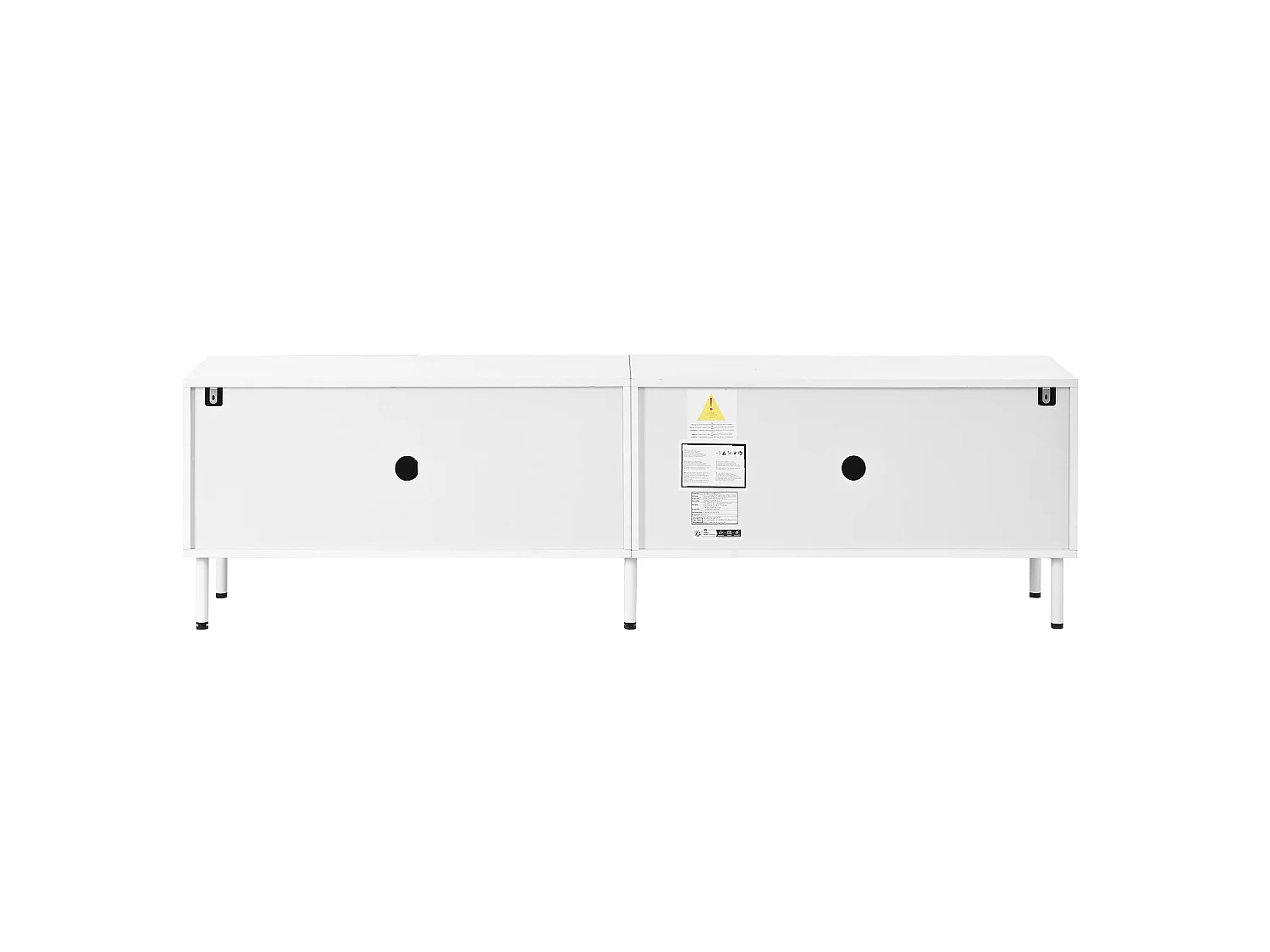 Mobile porta TV dalle linee curve, con 4 ante e gambe in metallo - Bianco