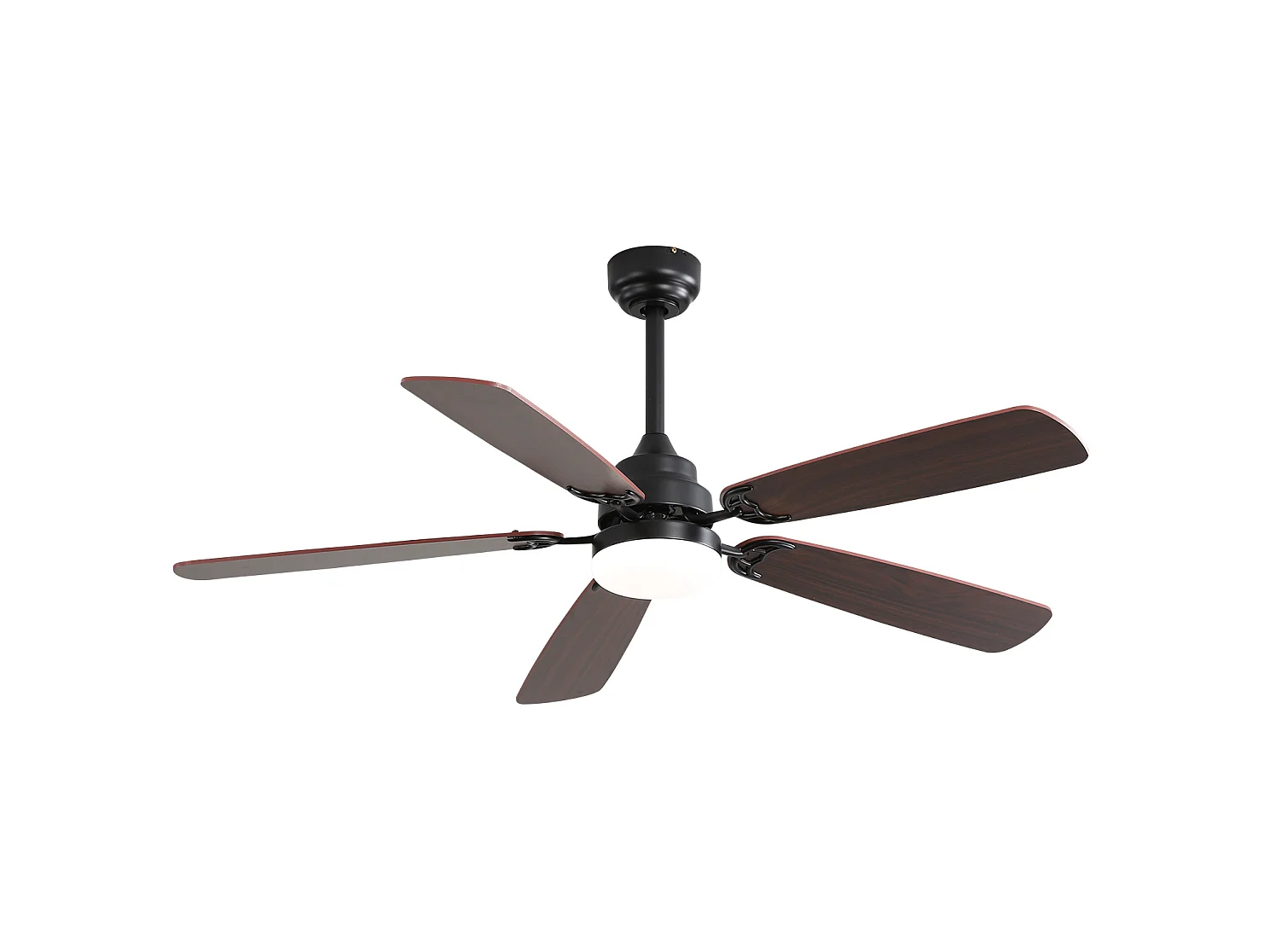 Ventilateur de plafond 132 cm avec éclairage LED, 5 pales en bois , 6 vitesses et télécommande