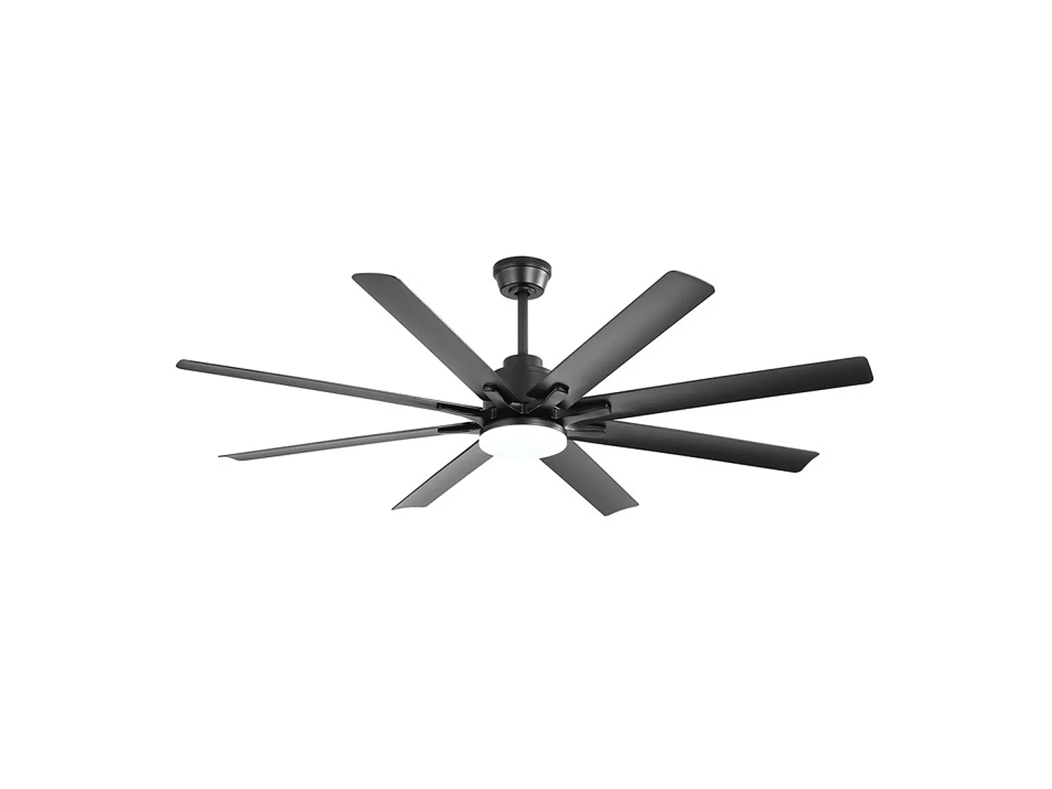 Ventilateur de plafond intelligent 168 cm avec 8 pales, éclairage LED et 6 vitesses - Noir