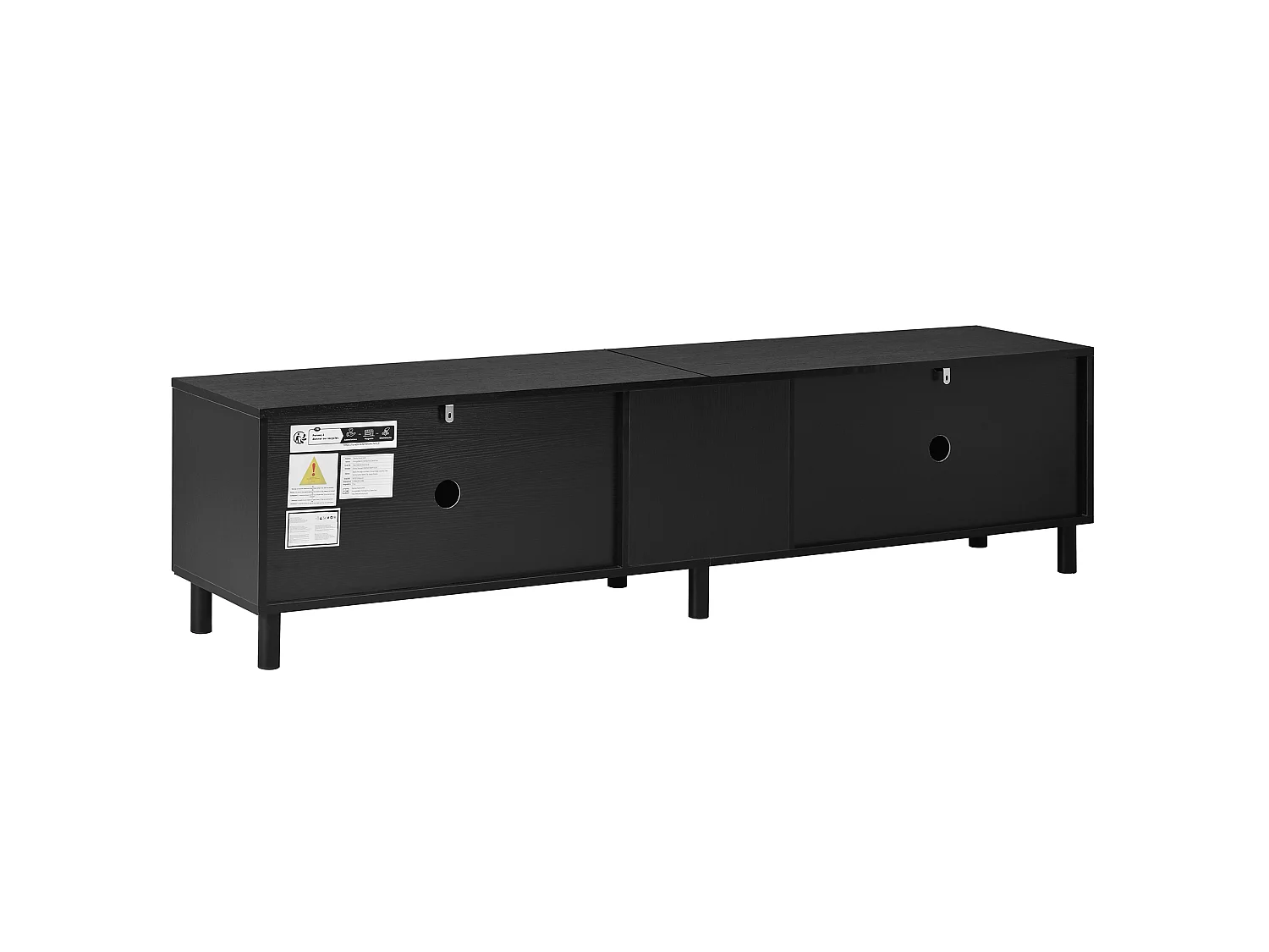 Mobile TV da soggiorno con 5 ante e gambe in metallo - Nero 180x38x45 cm