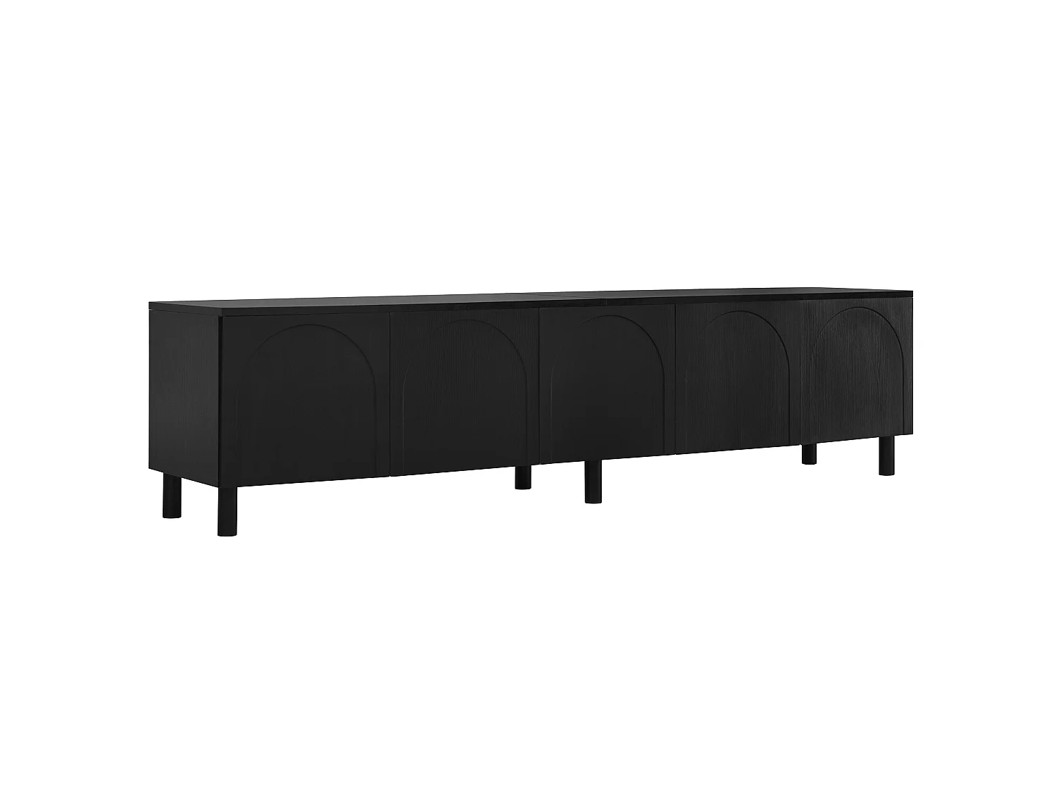 Mobile TV da soggiorno con 5 ante e gambe in metallo - Nero 180x38x45 cm