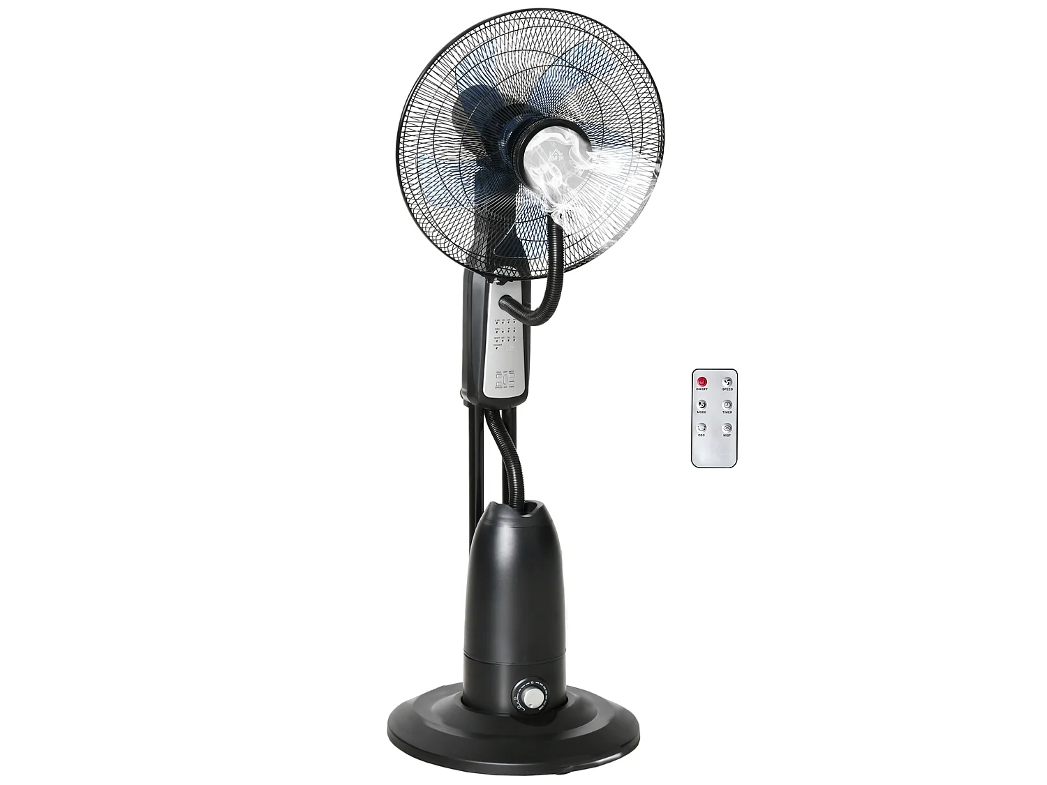 Ventilateur sur pied en métal noir avec brumisateur 2,8 L, 3 modes et minuterie
