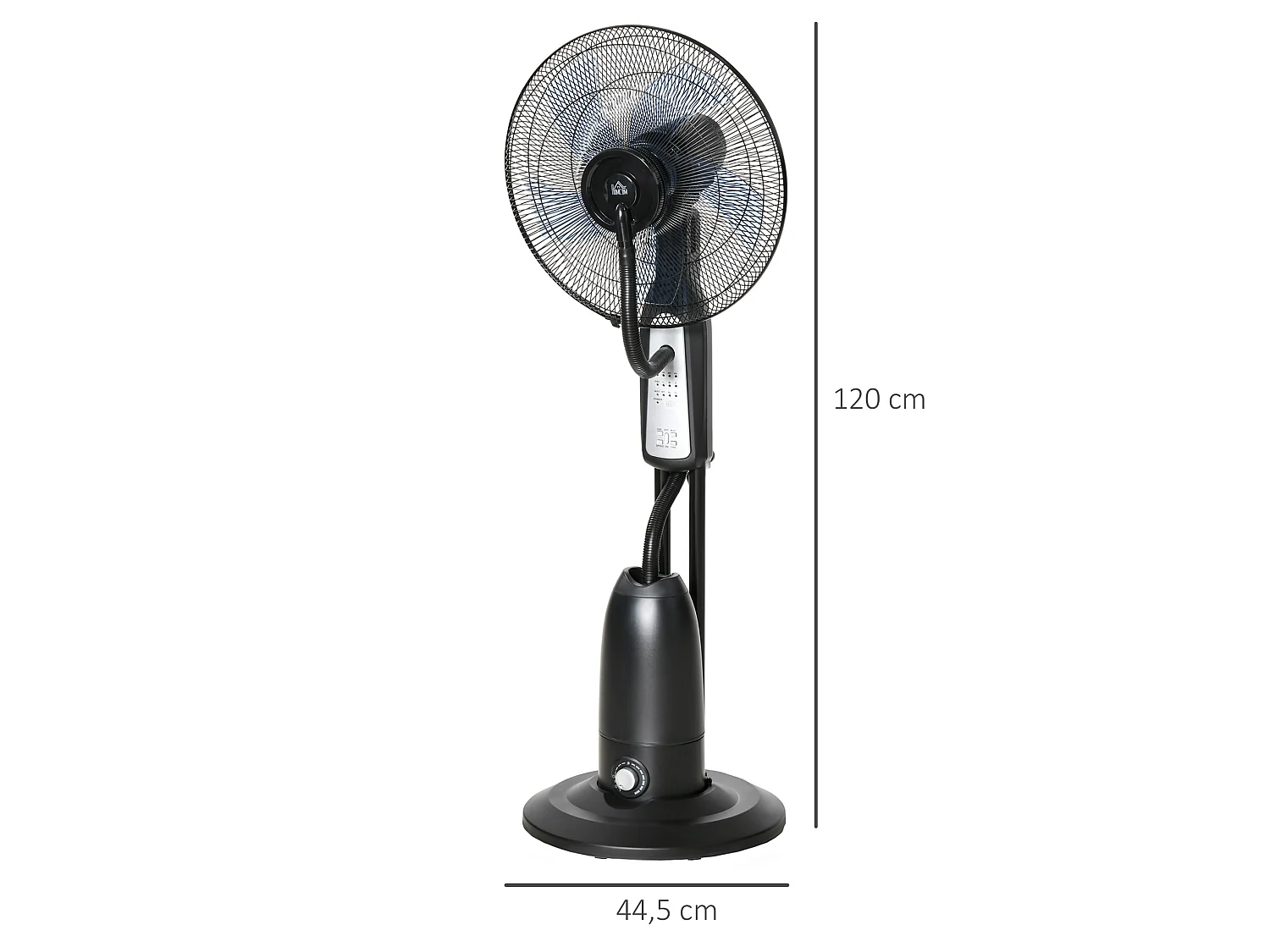 Ventilateur sur pied en métal noir avec brumisateur 2,8 L, 3 modes et minuterie