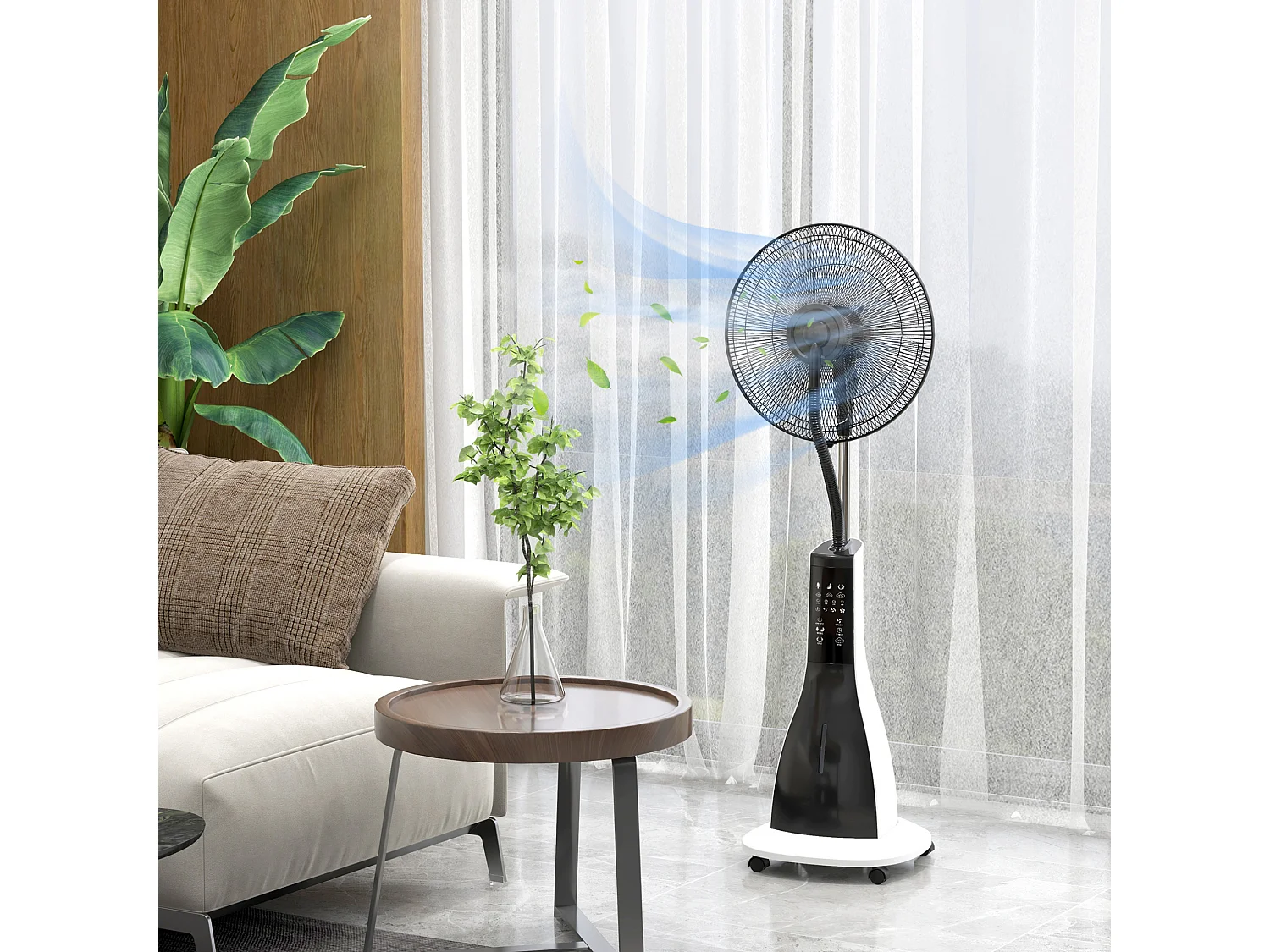 Ventilateur sur pied avec fonction brumisateur, réservoir de 3 L et 3 vitesses - Noir