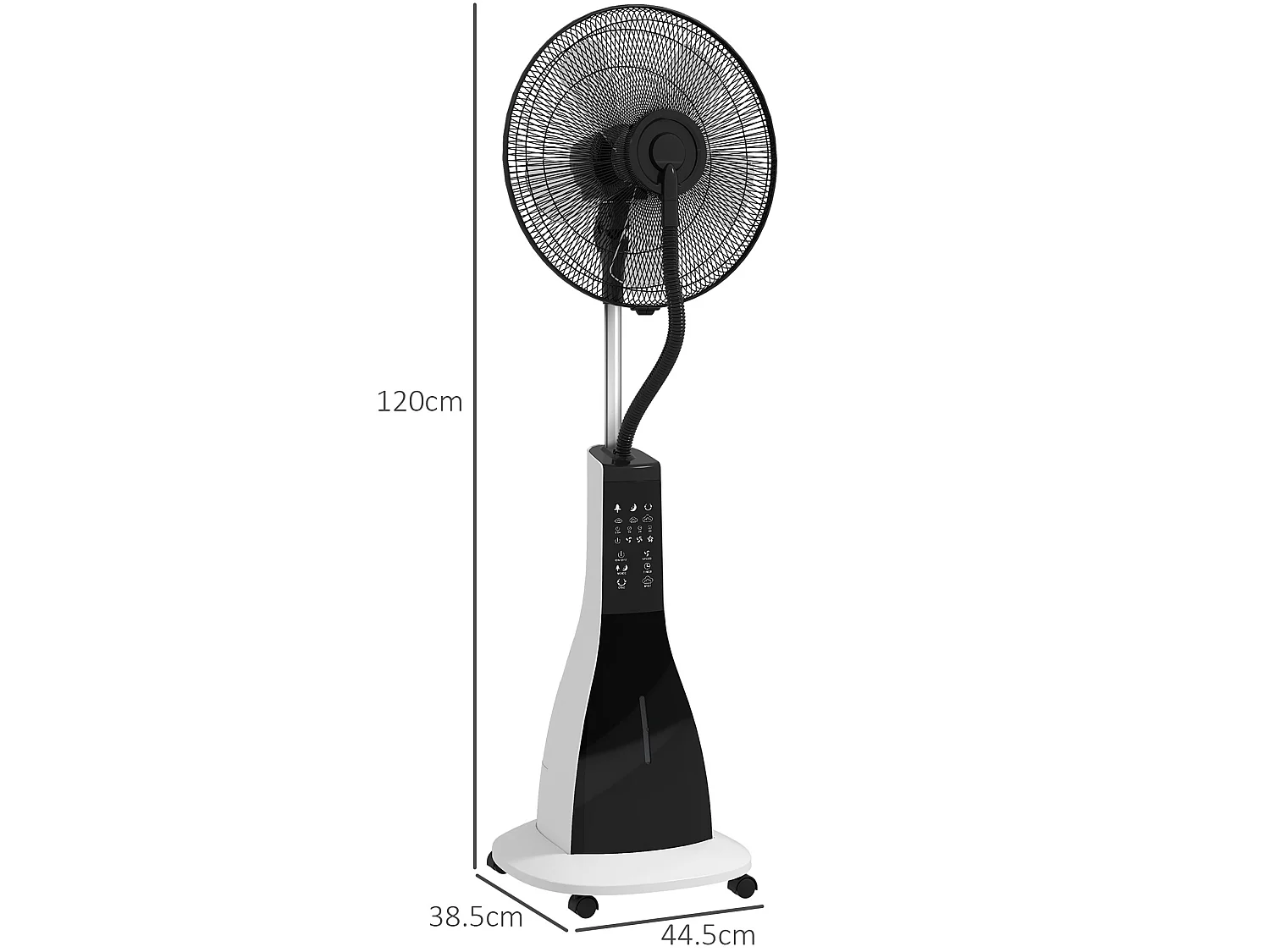 Ventilateur sur pied avec fonction brumisateur, réservoir de 3 L et 3 vitesses - Noir