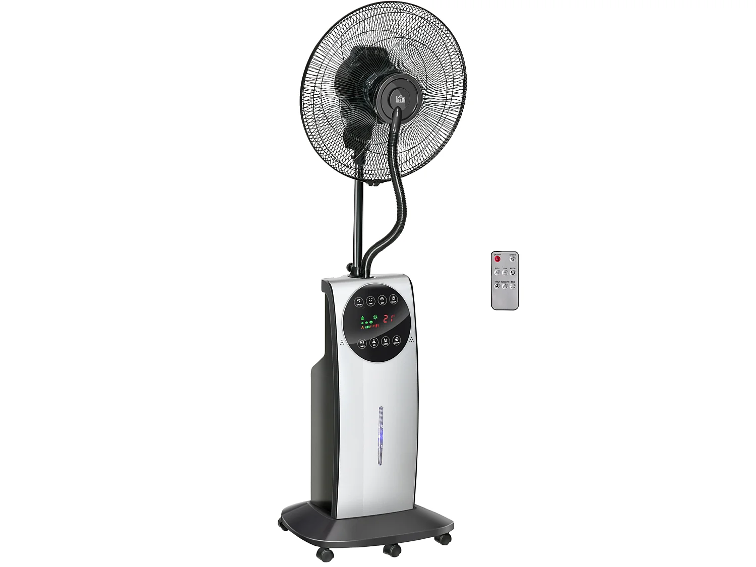 Ventilateur brumisateur sur pied 90W noir avec 3 vitesses , réservoir d'eau de 3,1 L et roulettes