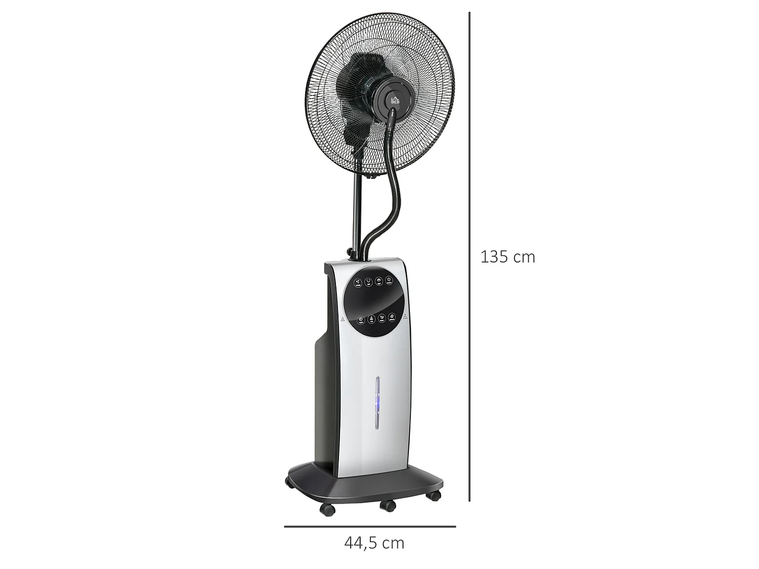 Ventilateur brumisateur sur pied 90W noir avec 3 vitesses , réservoir d'eau de 3,1 L et roulettes