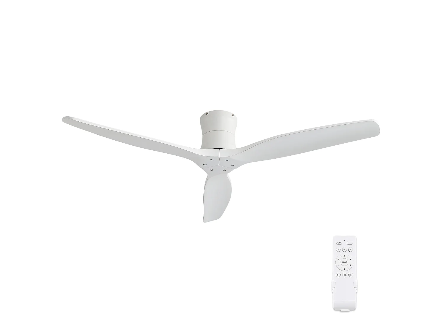 Ventilateur de plafond sans éclairage - 3 pales en bois , minuterie et 6 vitesses - Blanc