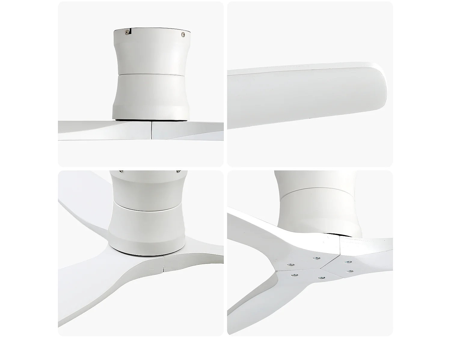 Ventilateur de plafond sans éclairage - 3 pales en bois , minuterie et 6 vitesses - Blanc